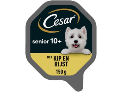Cesar Senior 10+ met kip en rijst in gelei