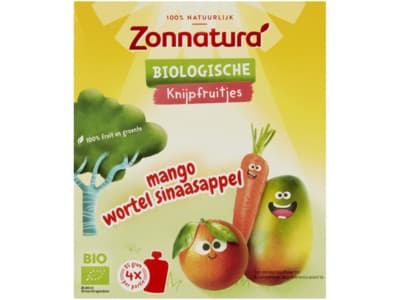 Zonnatura Knijpfruit mango, wortel & sinaasappel