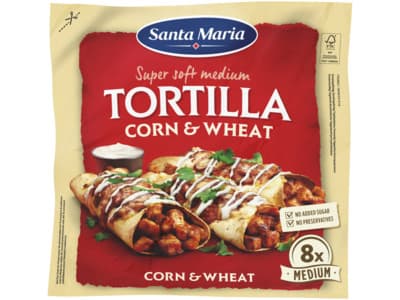 Santa Maria Tortilla wraps corn&wheat medium 8 stuks 336g