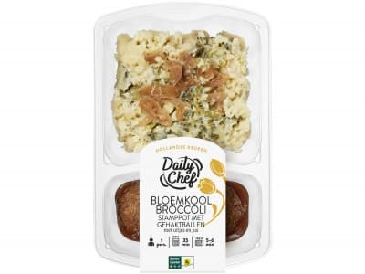 Daily Chef Bloemkool en broccoli stamppot met gehaktbal