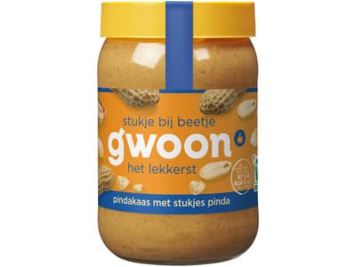G'woon Pindakaas met stukjes pinda