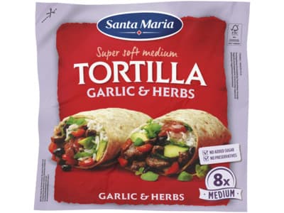 Santa Maria Tortilla wraps garlic&herbs medium 8 stuks 320g
