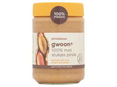 G'woon Pindakaas 100% met stukjes pinda