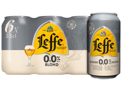 Leffe Blond 0.0% alcoholvrij bier blik 6-pack