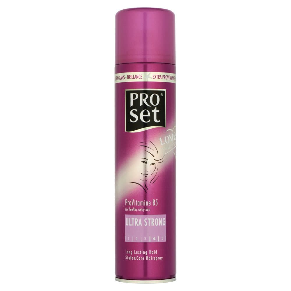 Proset hairspray ultra strong.