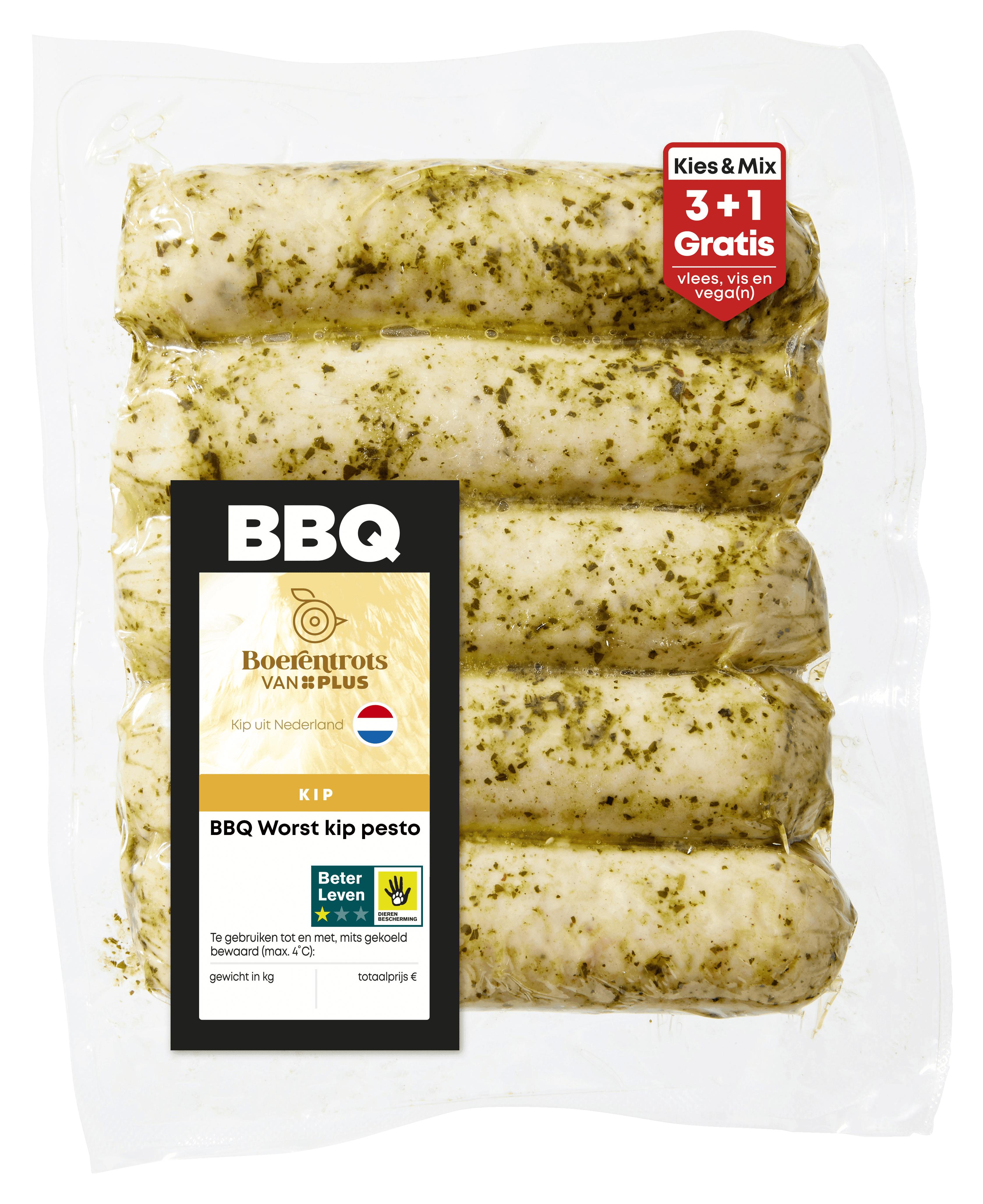 PLUS Boerentrots BBQ worst kip pesto