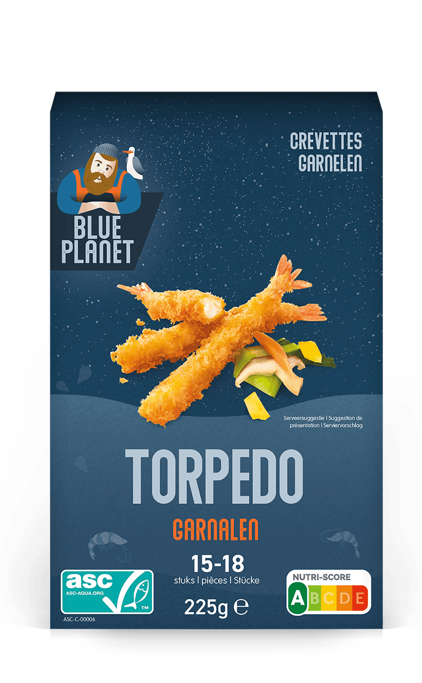 Blue Planet Voorgebakken torpedo garnalen
