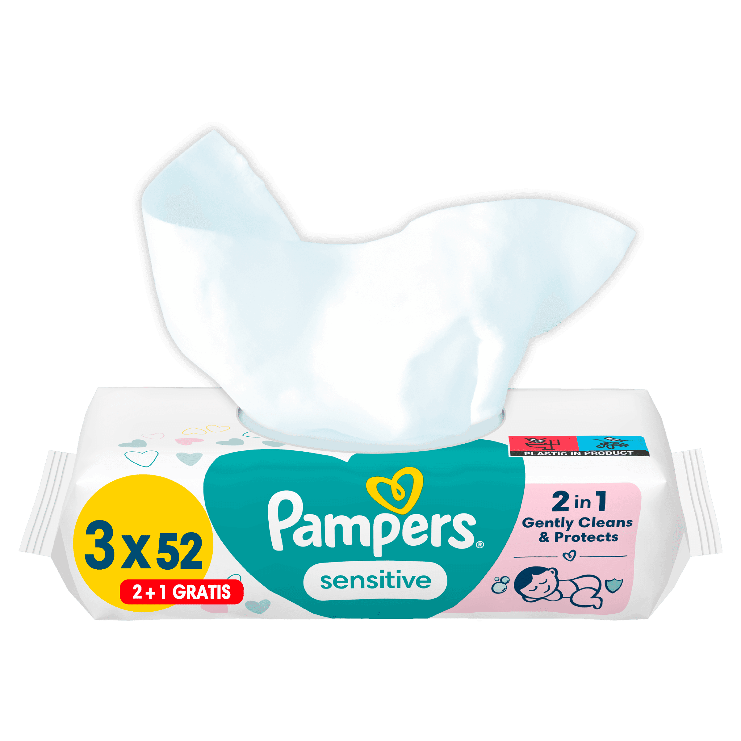 Pampers Babydoekjes sensitive promopack 2+1