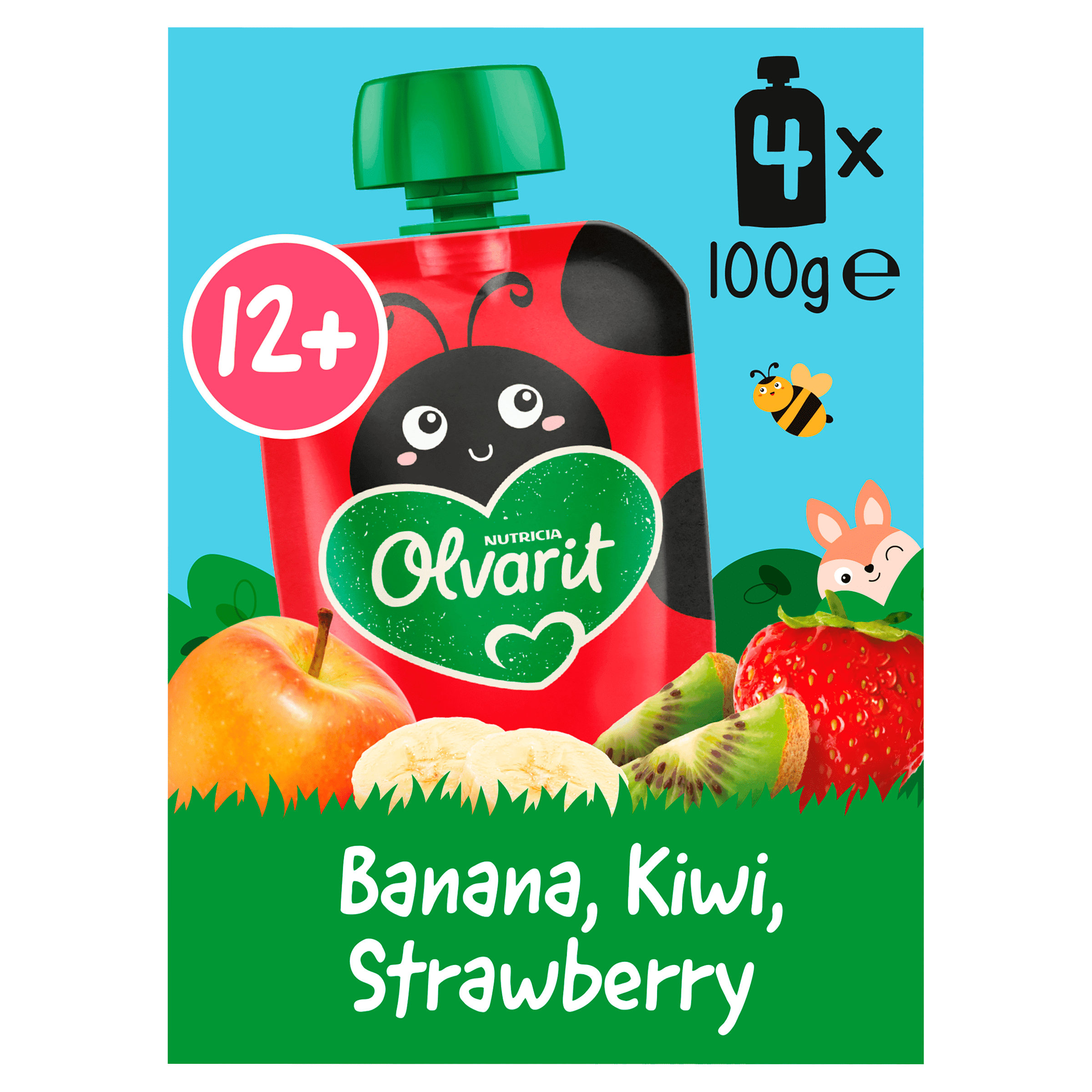 Olvarit 12+mnd Knijpfruit Banaan Kiwi Aardbei