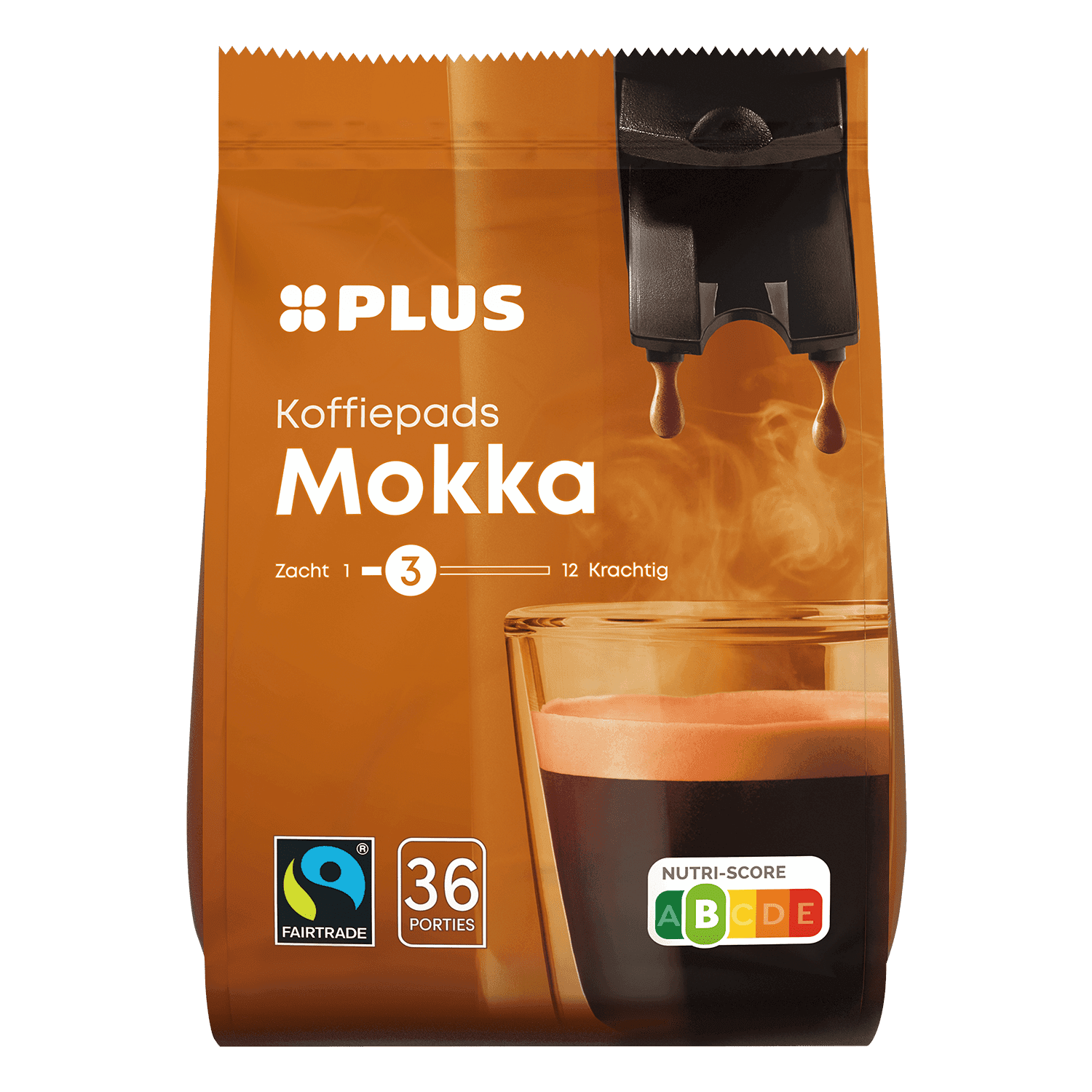 PLUS Koffiepads mokka Fairtrade