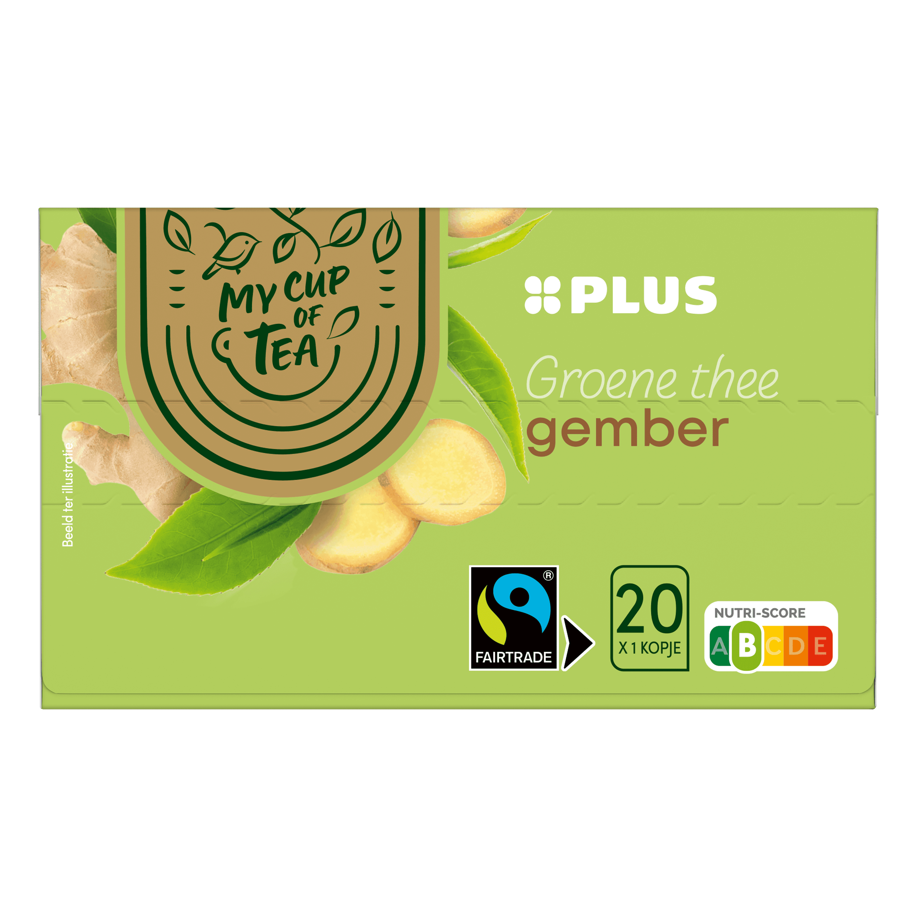 PLUS Groene thee gember 1.5 gram Fairtrade