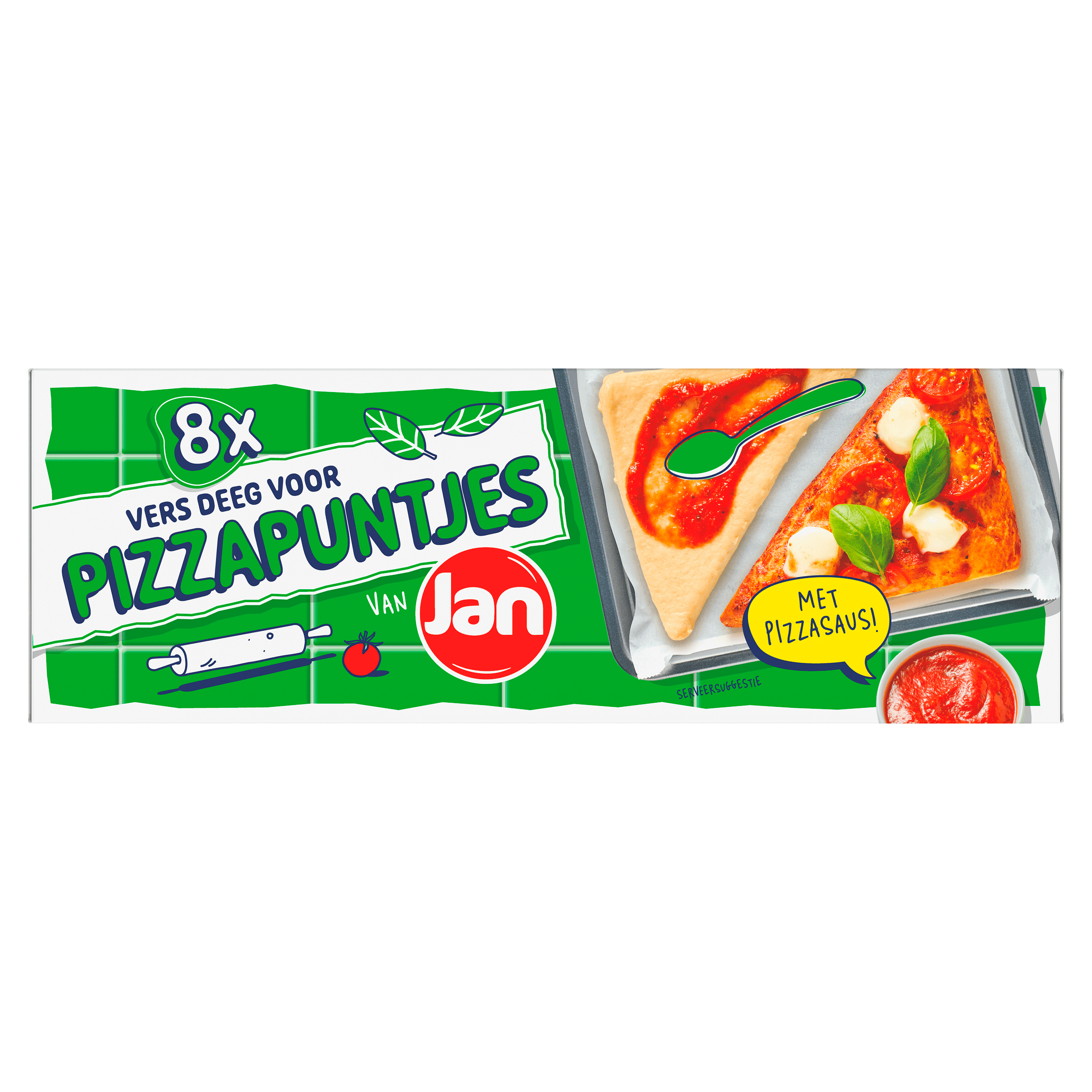 Jan Pizzadeeg puntjes met tomatensaus