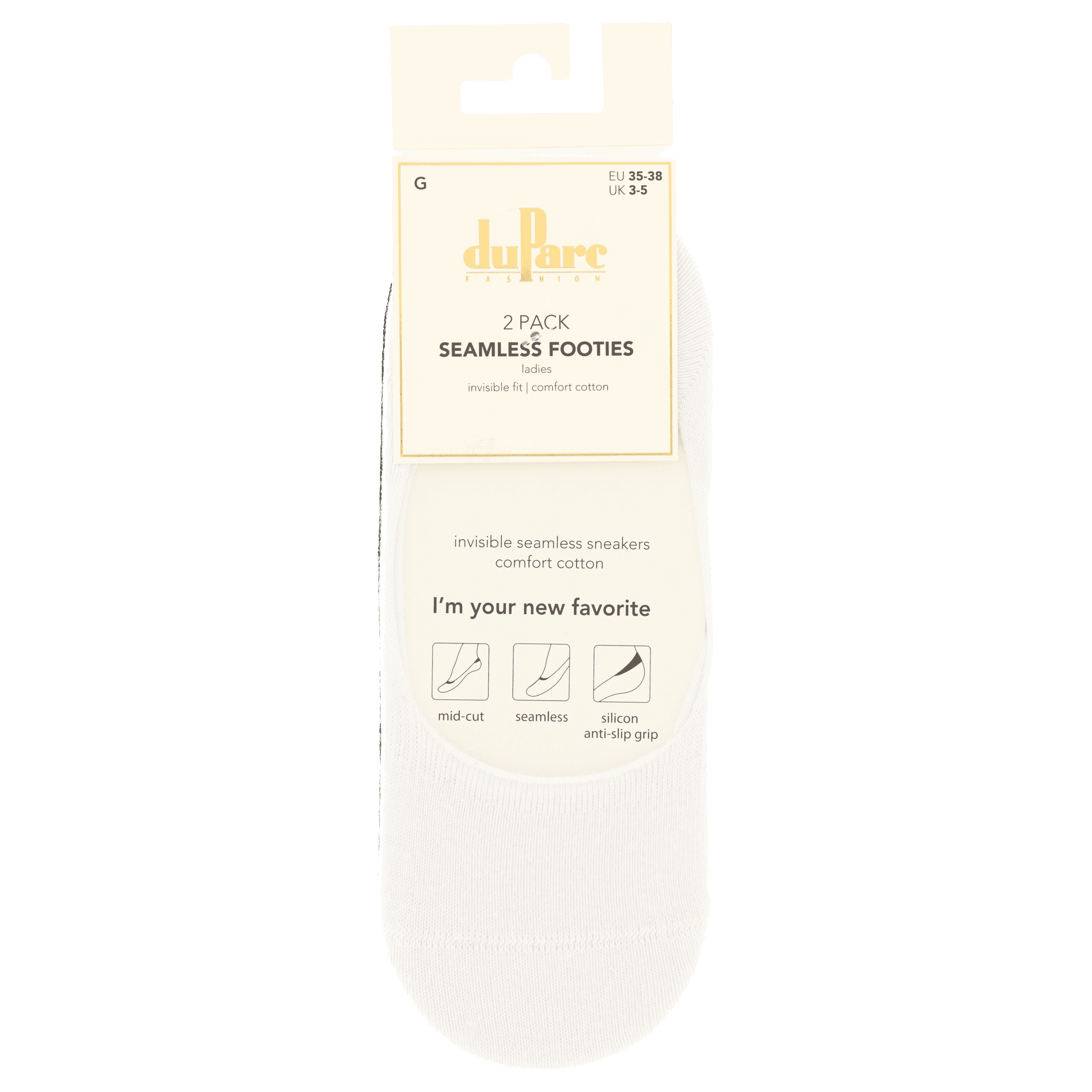 DuParc invisible footie wit/zwart 35-38