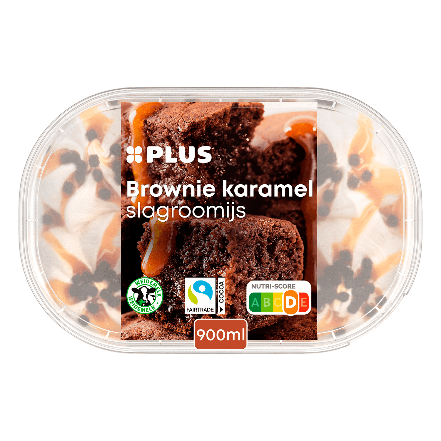 PLUS Slagroomijs brownie karamel