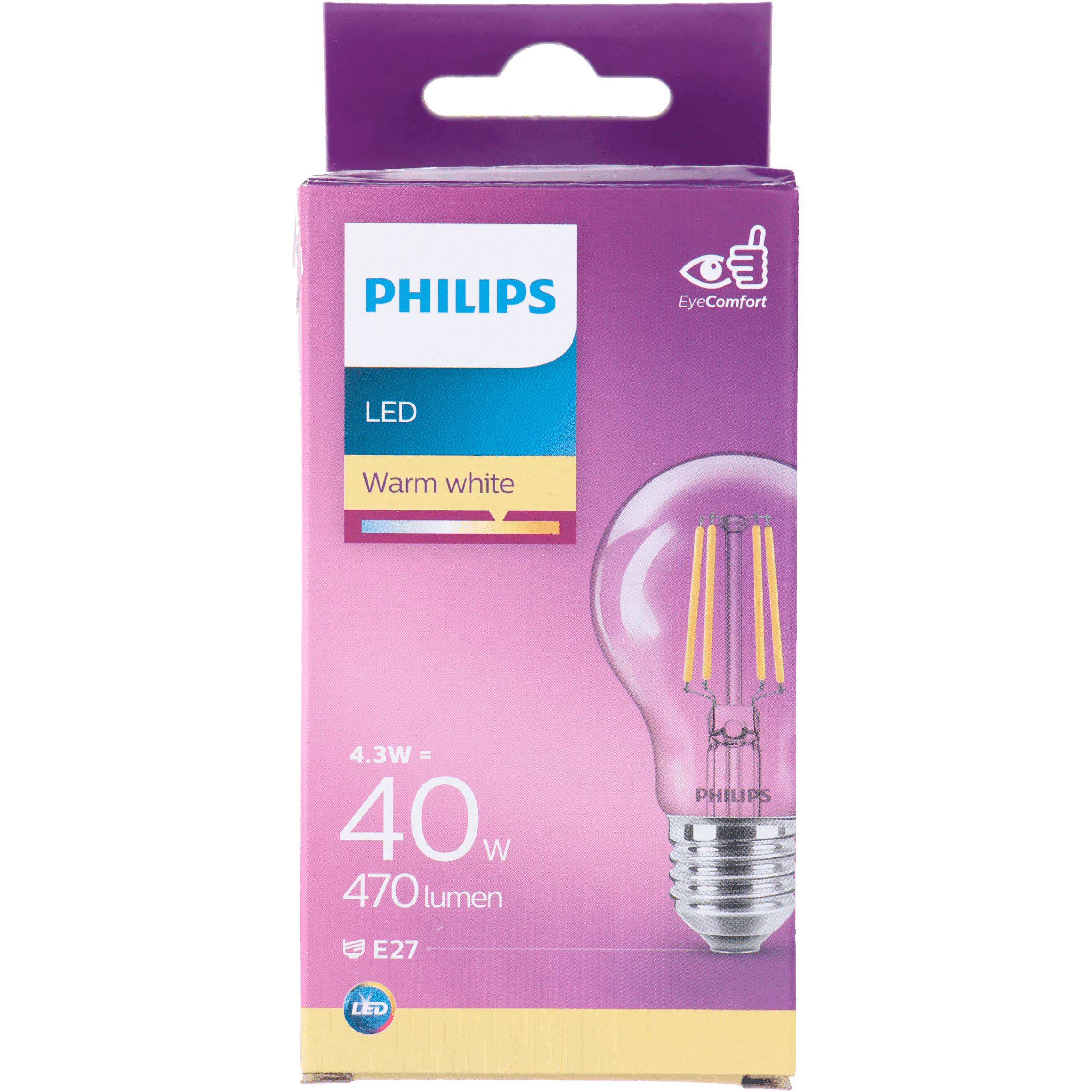 Philips LED filament bulb 40W E27 box