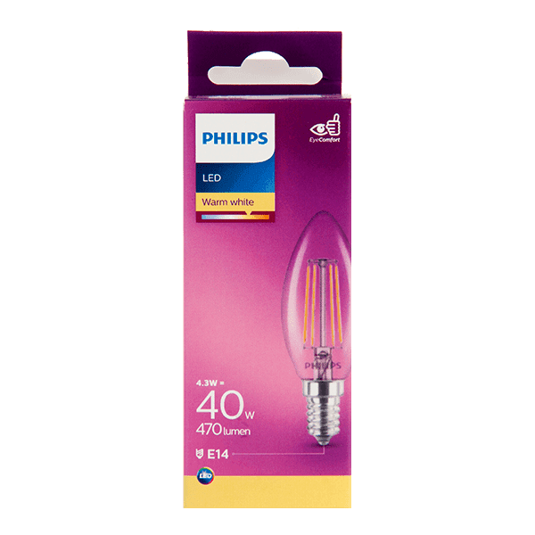 Philips LED filament kaars 40W E14 box
