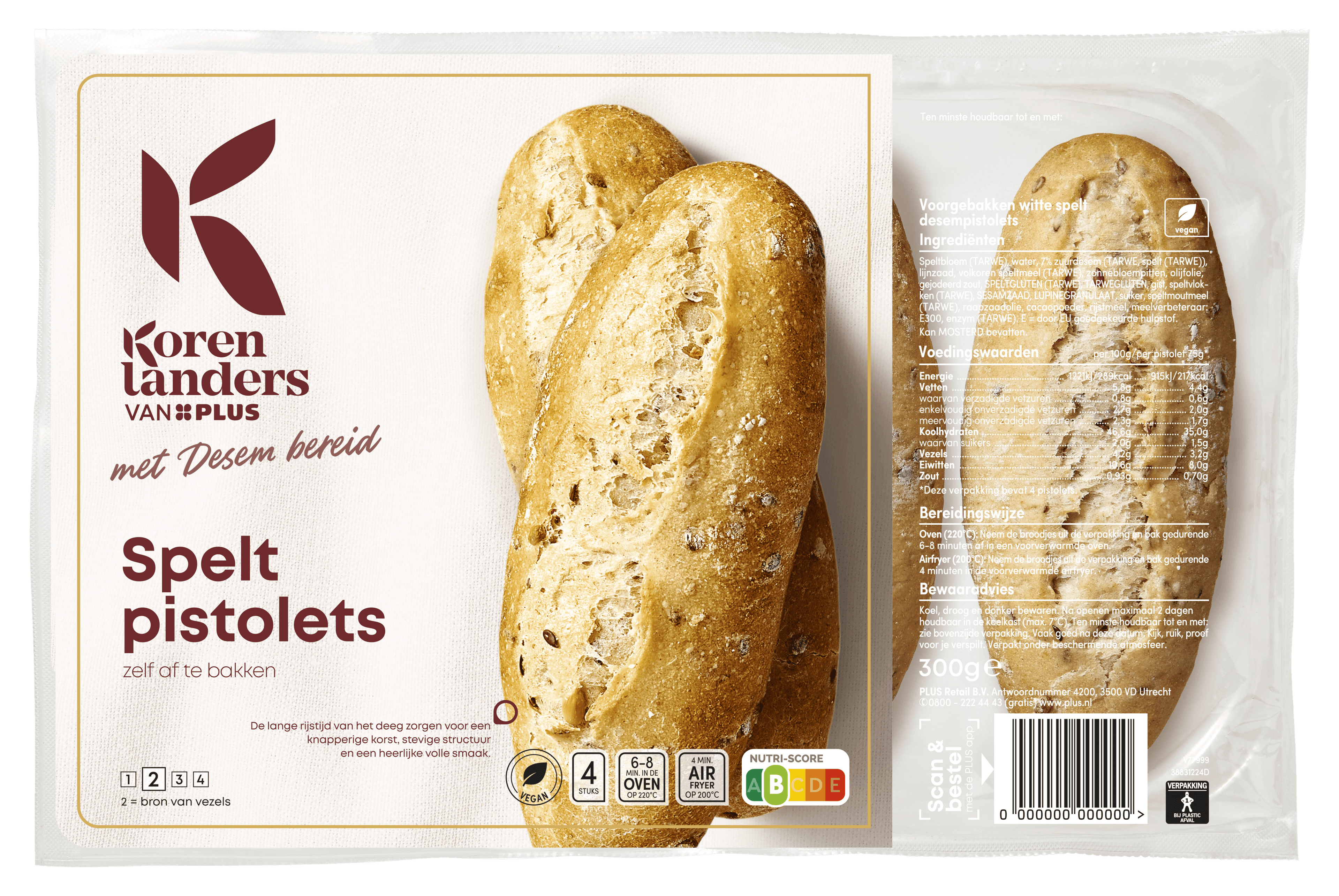 PLUS Korenlanders Spelt pistolets met desem bereid