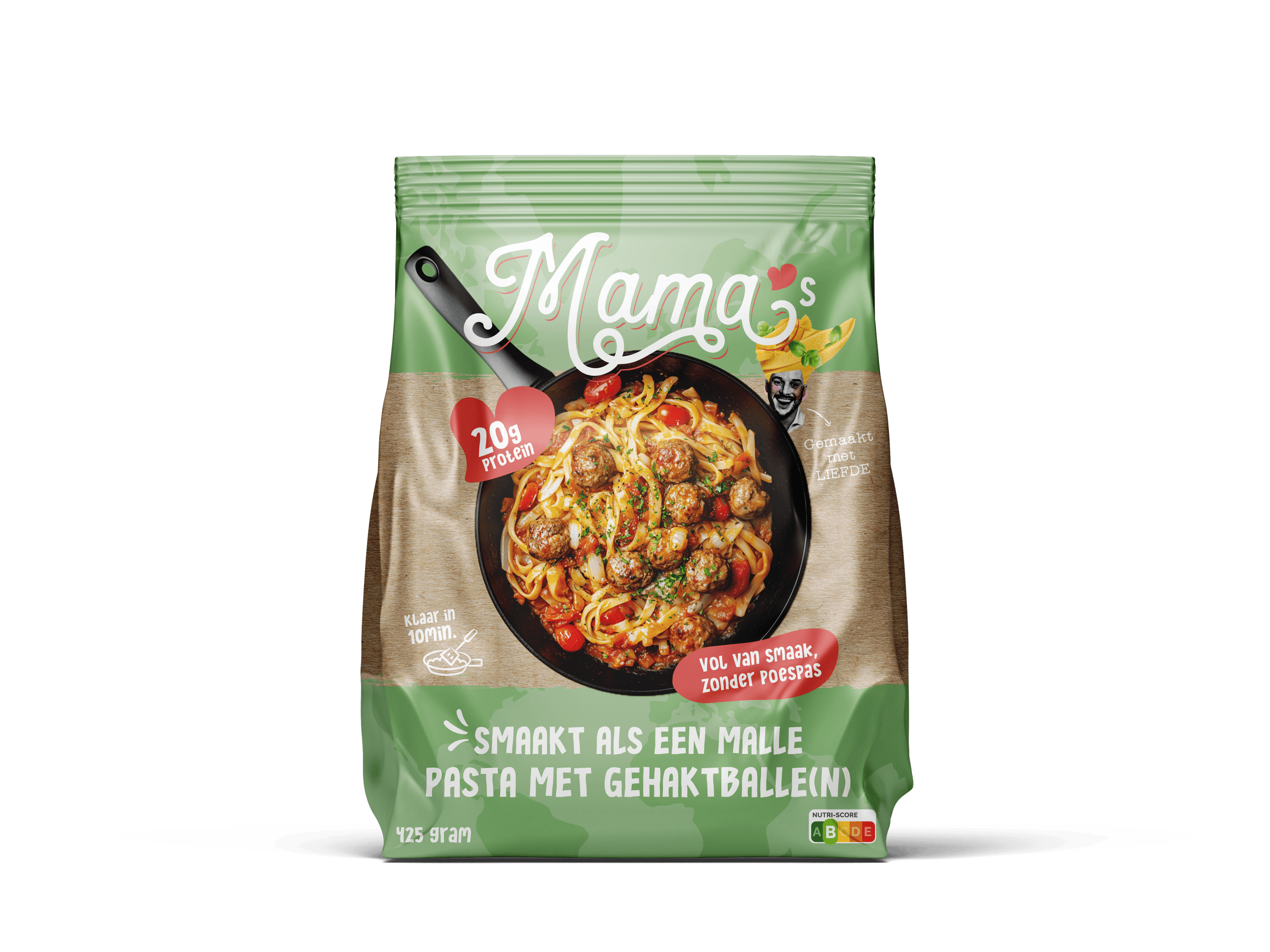 Mama's Maaltijden Pasta with meatballs