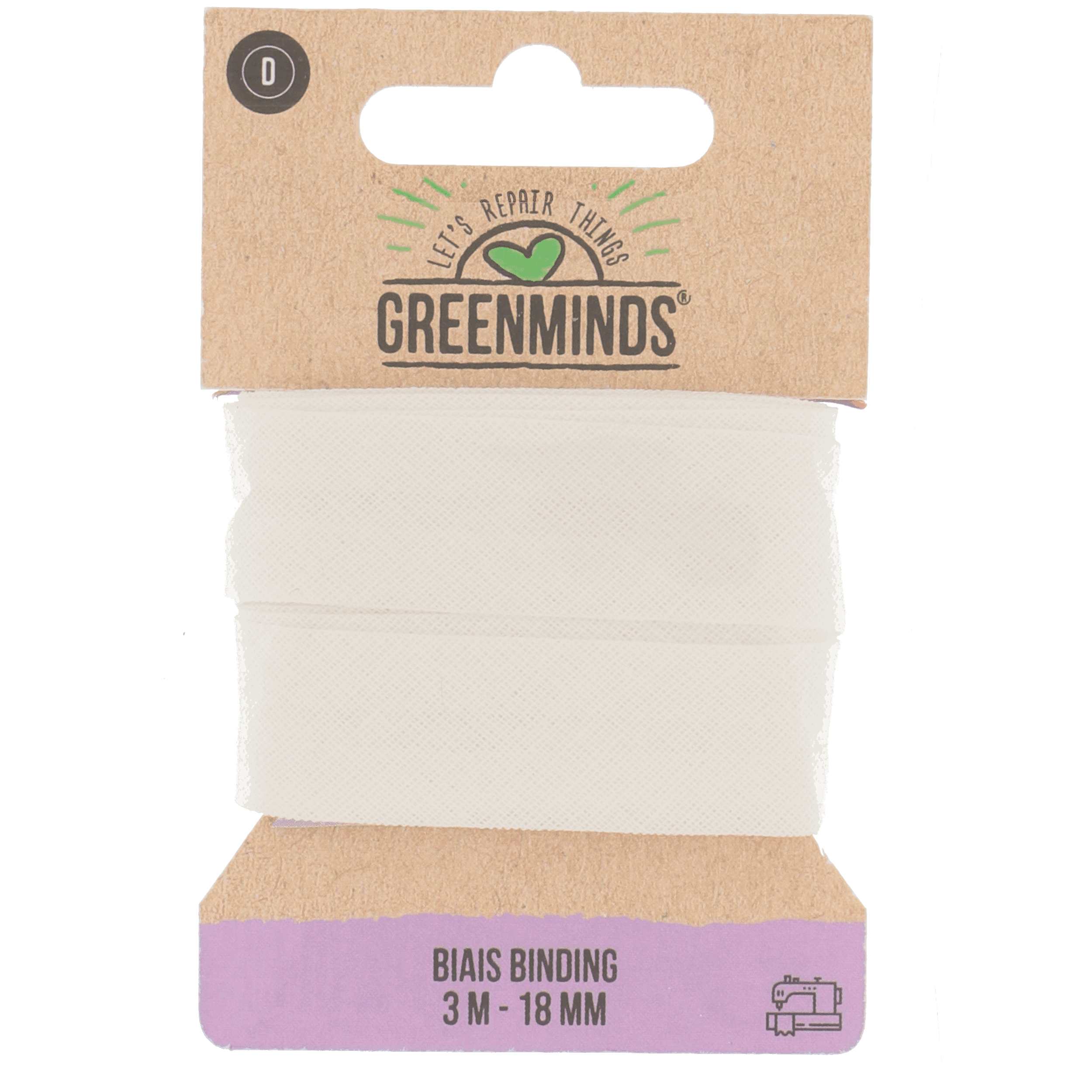 Greenminds Biais band wit 18mm 3meter