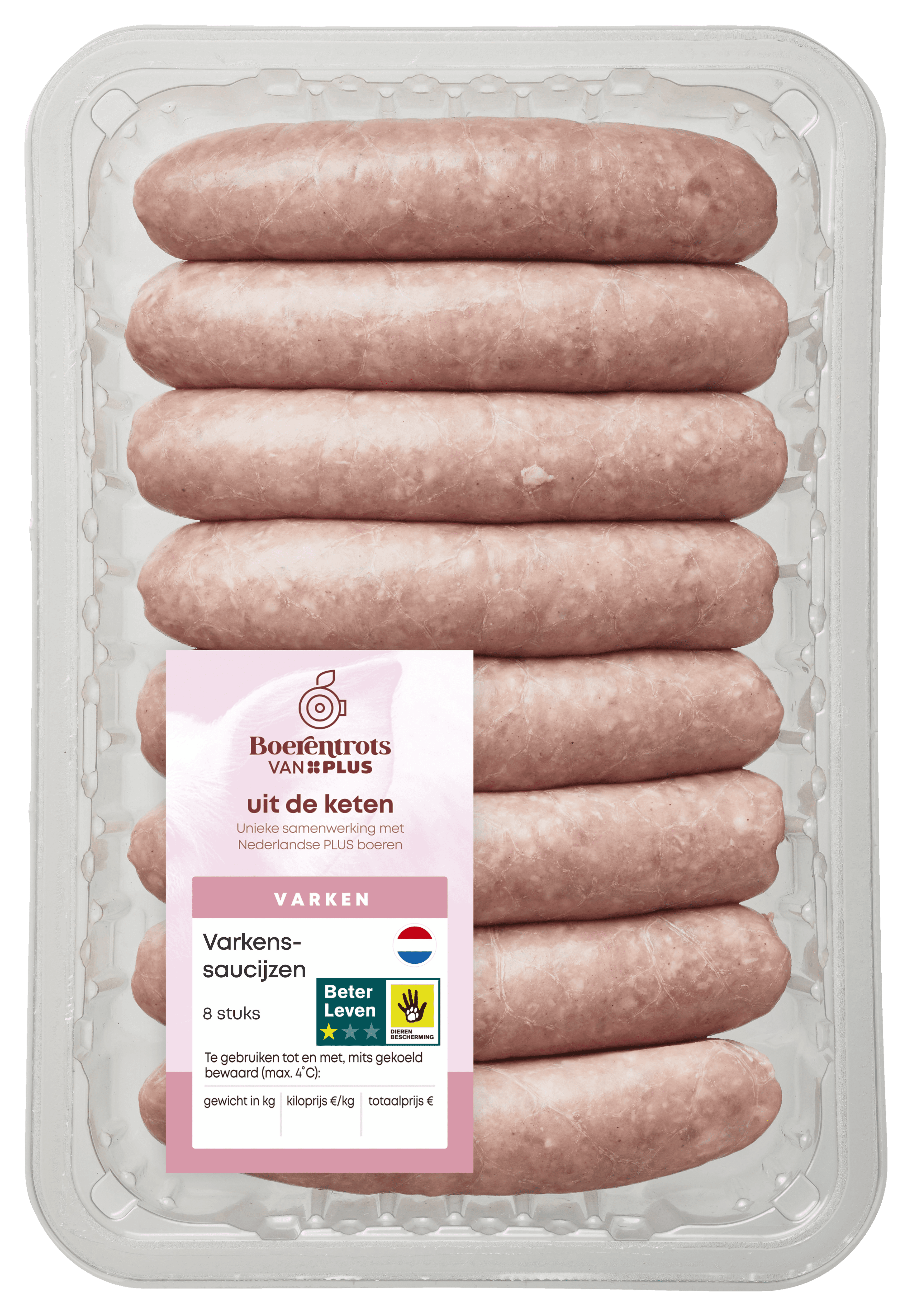 PLUS Boerentrots Varkenssaucijzen 8 st