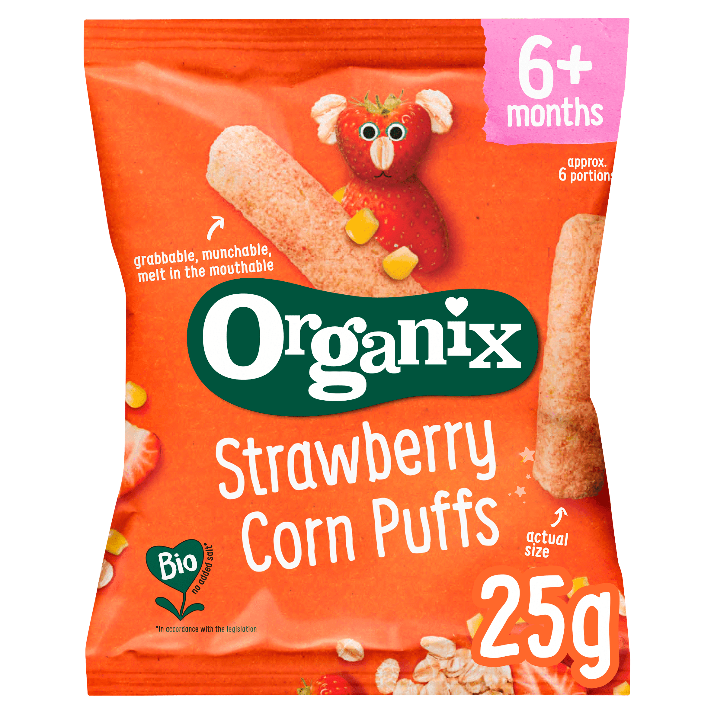 Organix Strawberry corn pufs 6m+