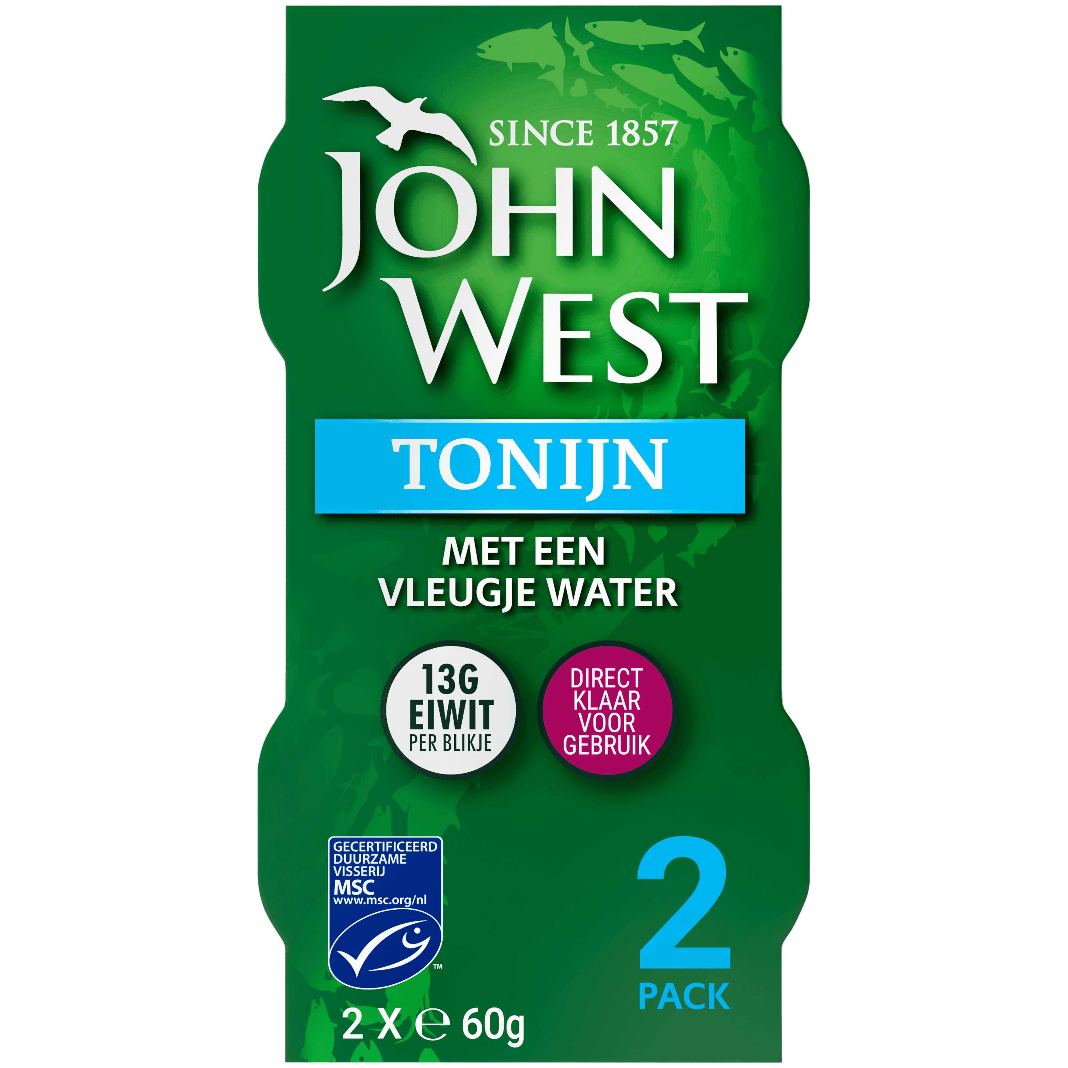John West Tonijnstukken water MSC 2 pack