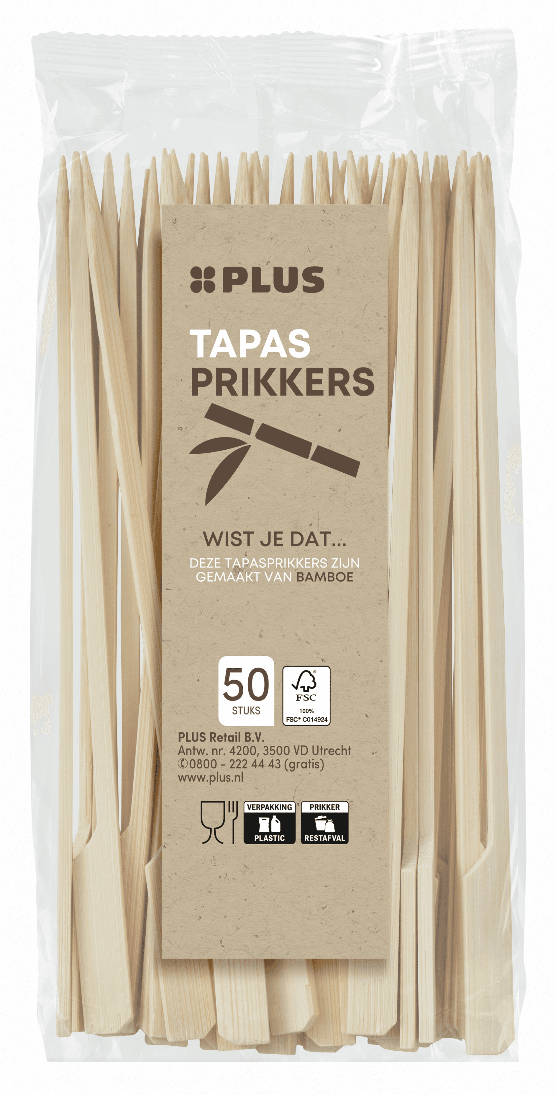 PLUS Tapasprikkers bamboe FSC 180mm