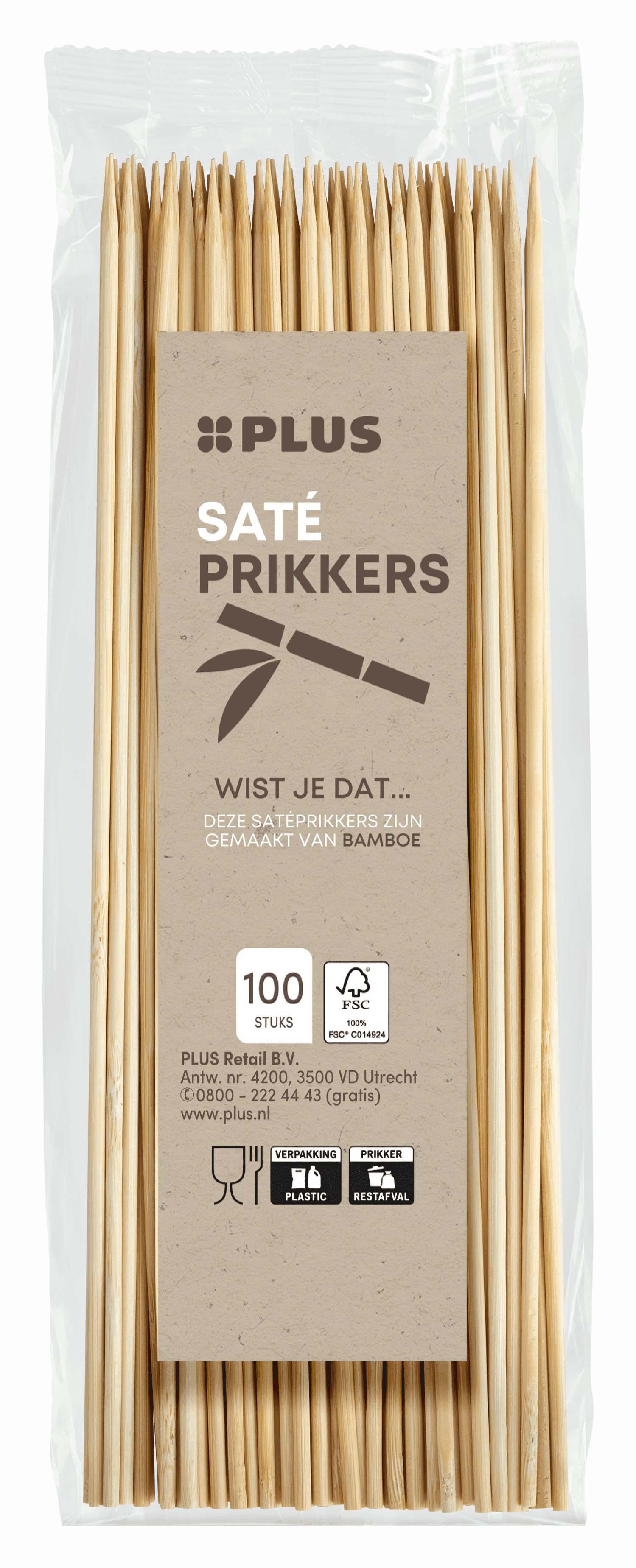 PLUS Satéprikkers bamboe FSC 250m