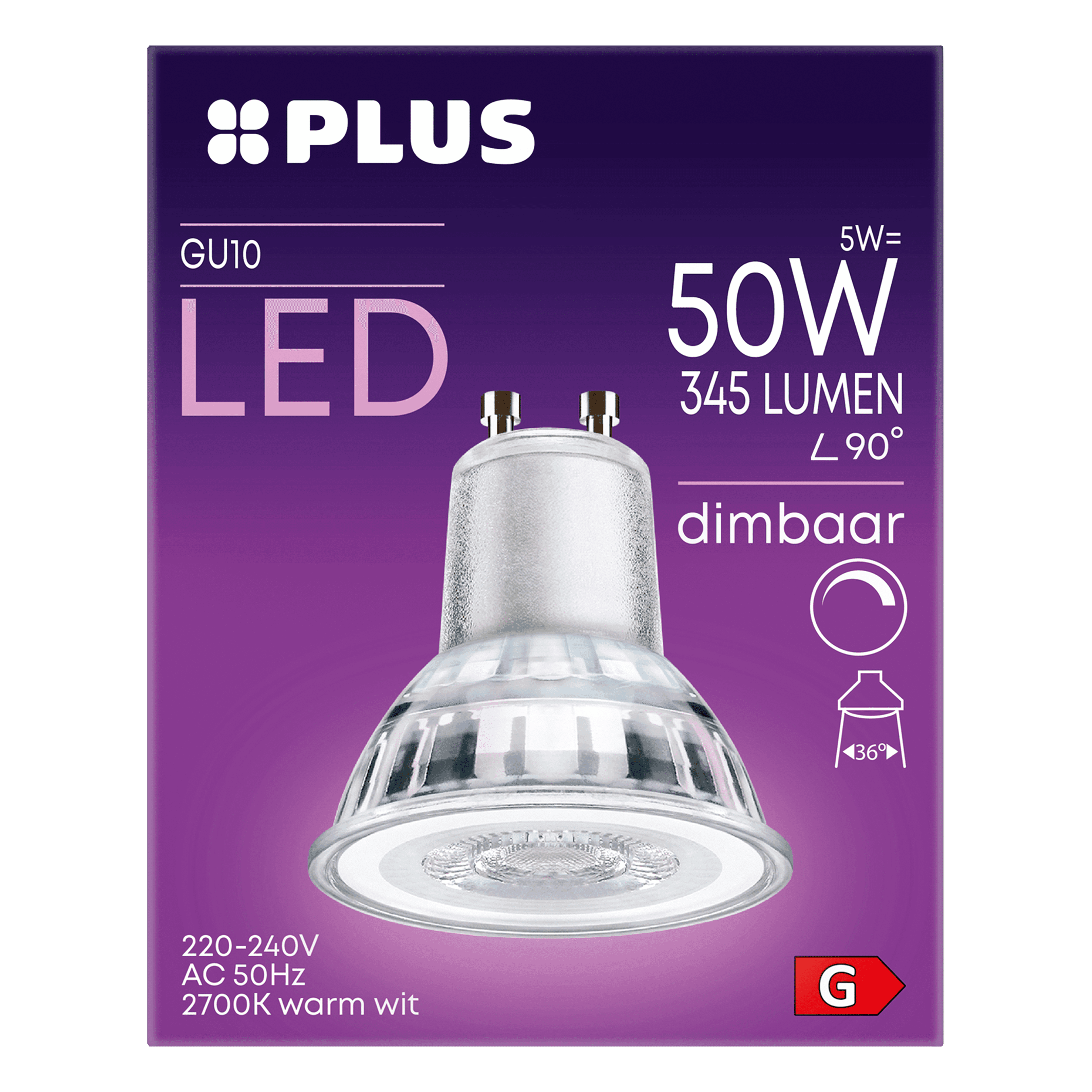 PLUS LED 50W GU10 dimbaar
