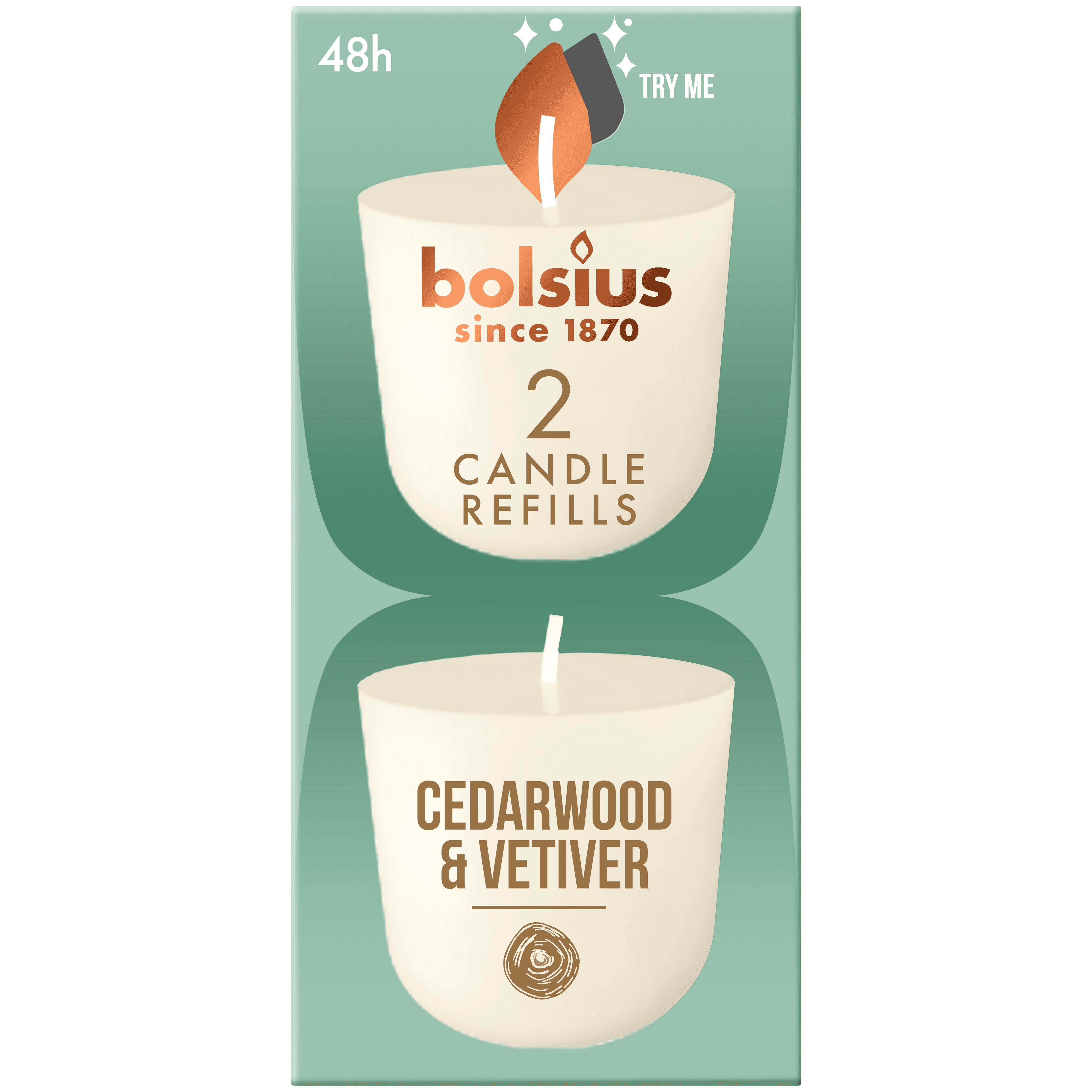 Bolsius Navulling Clean Light pack 2 Cedarwood