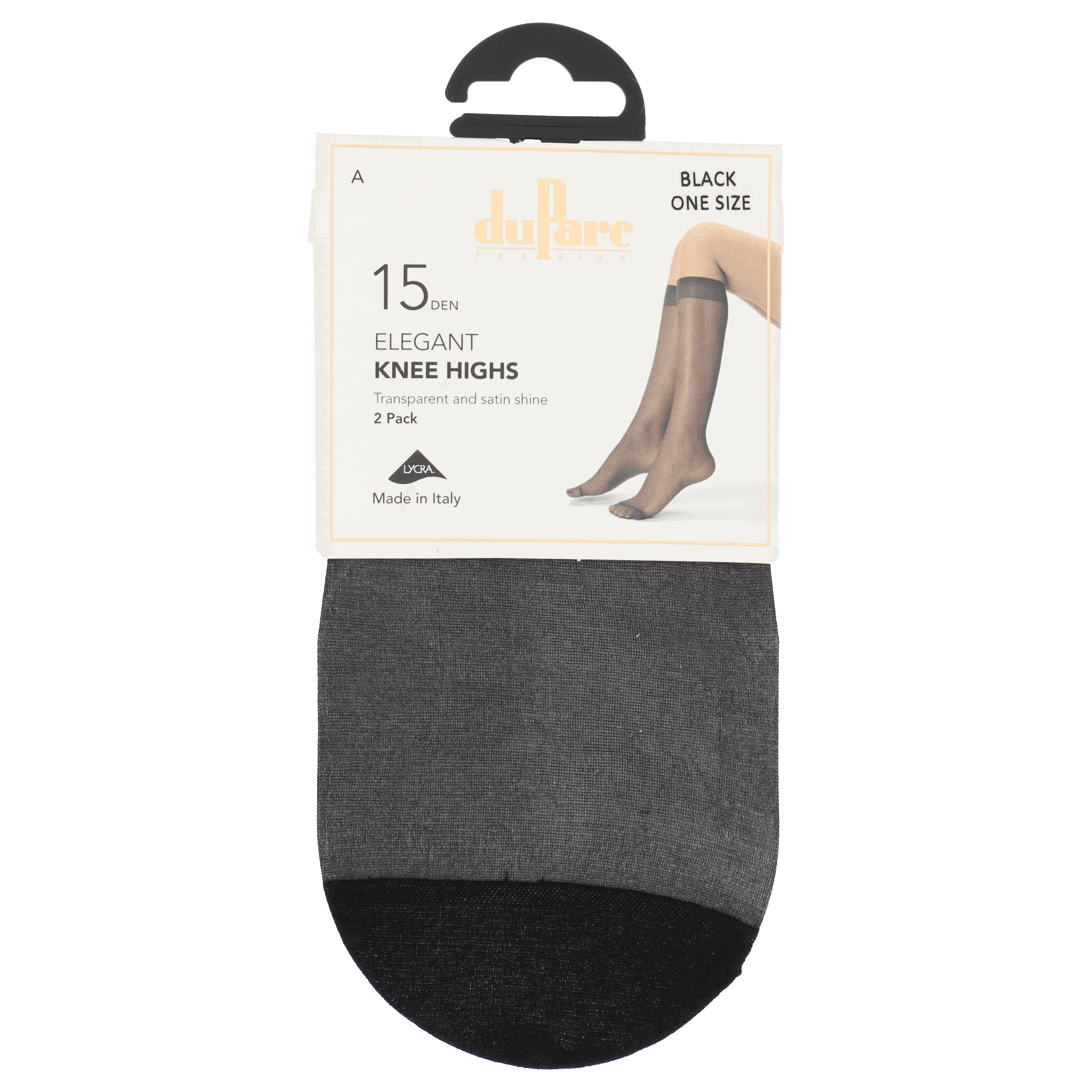 DuParc Kniekaus Lycra 15D zwart 2p