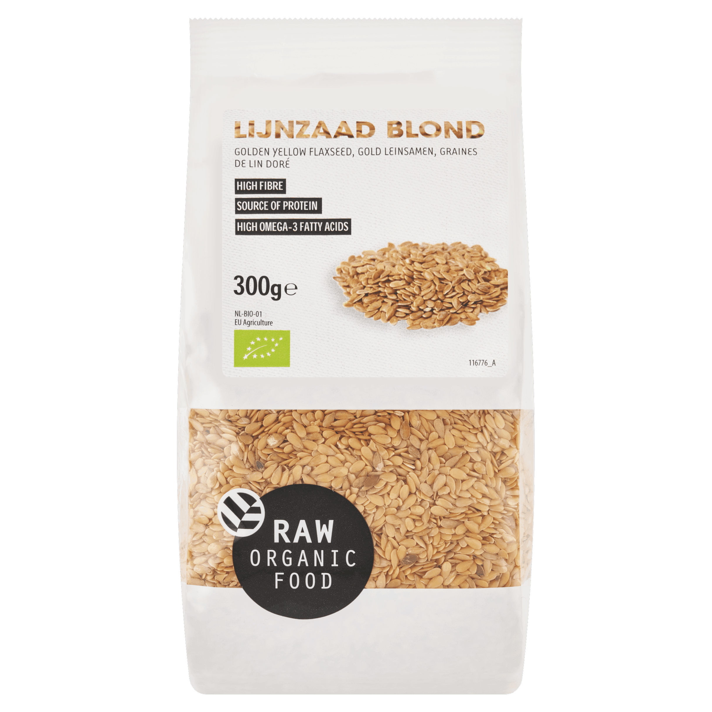 Raw Organic Food Lijnzaad goud/blond bio