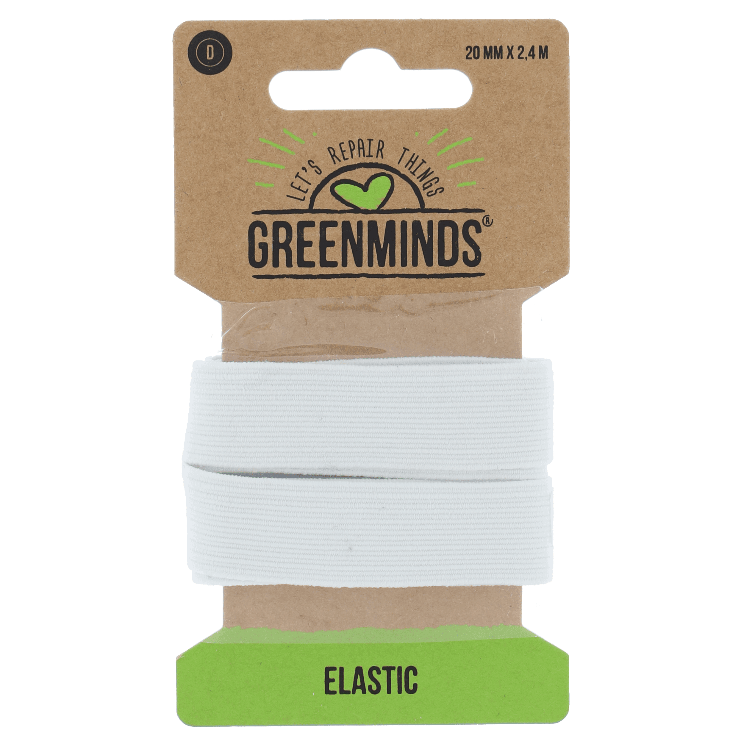 Greenminds Elastiek Wit 20mm 2,4mtr