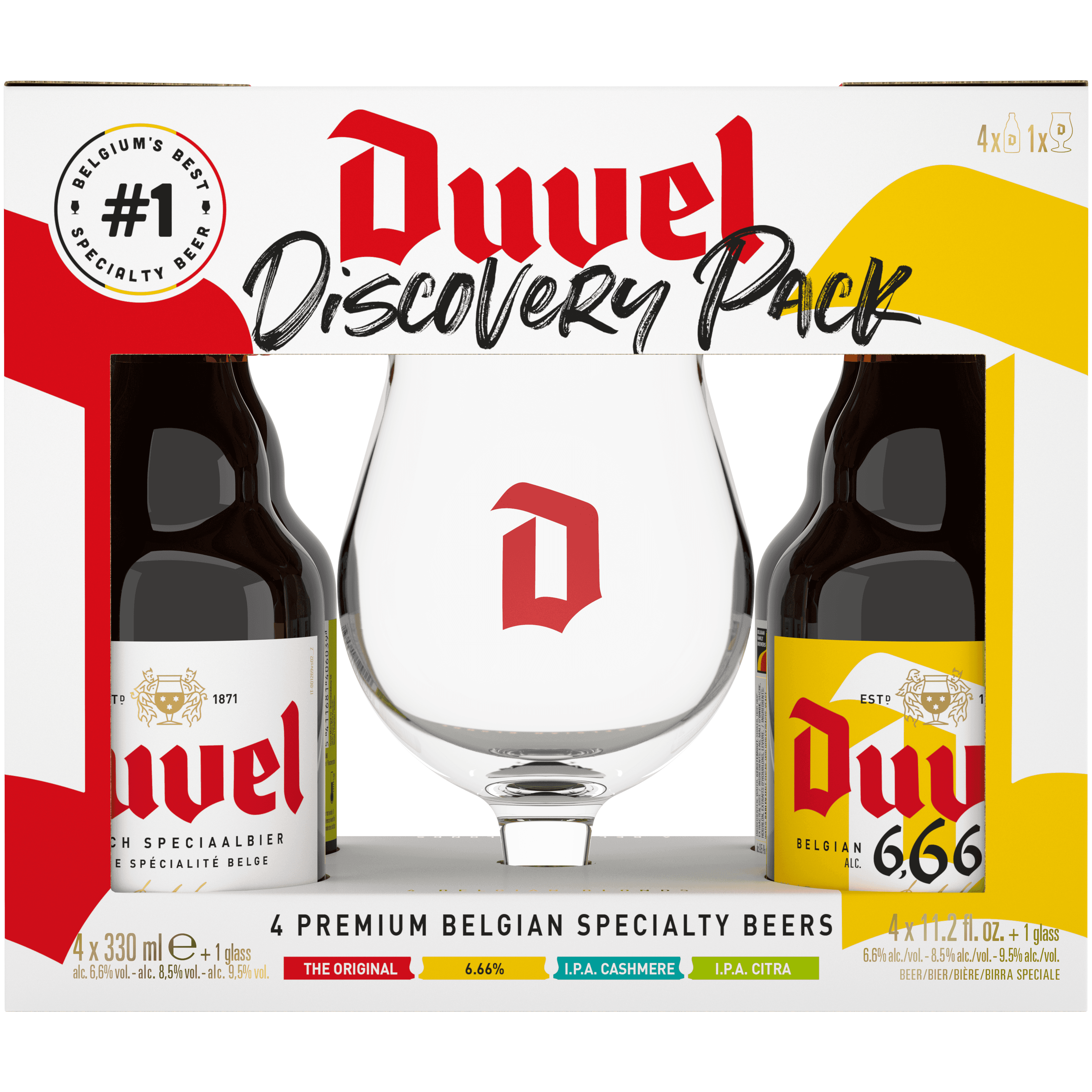 Duvel Discovery pack met glas 4x33cl