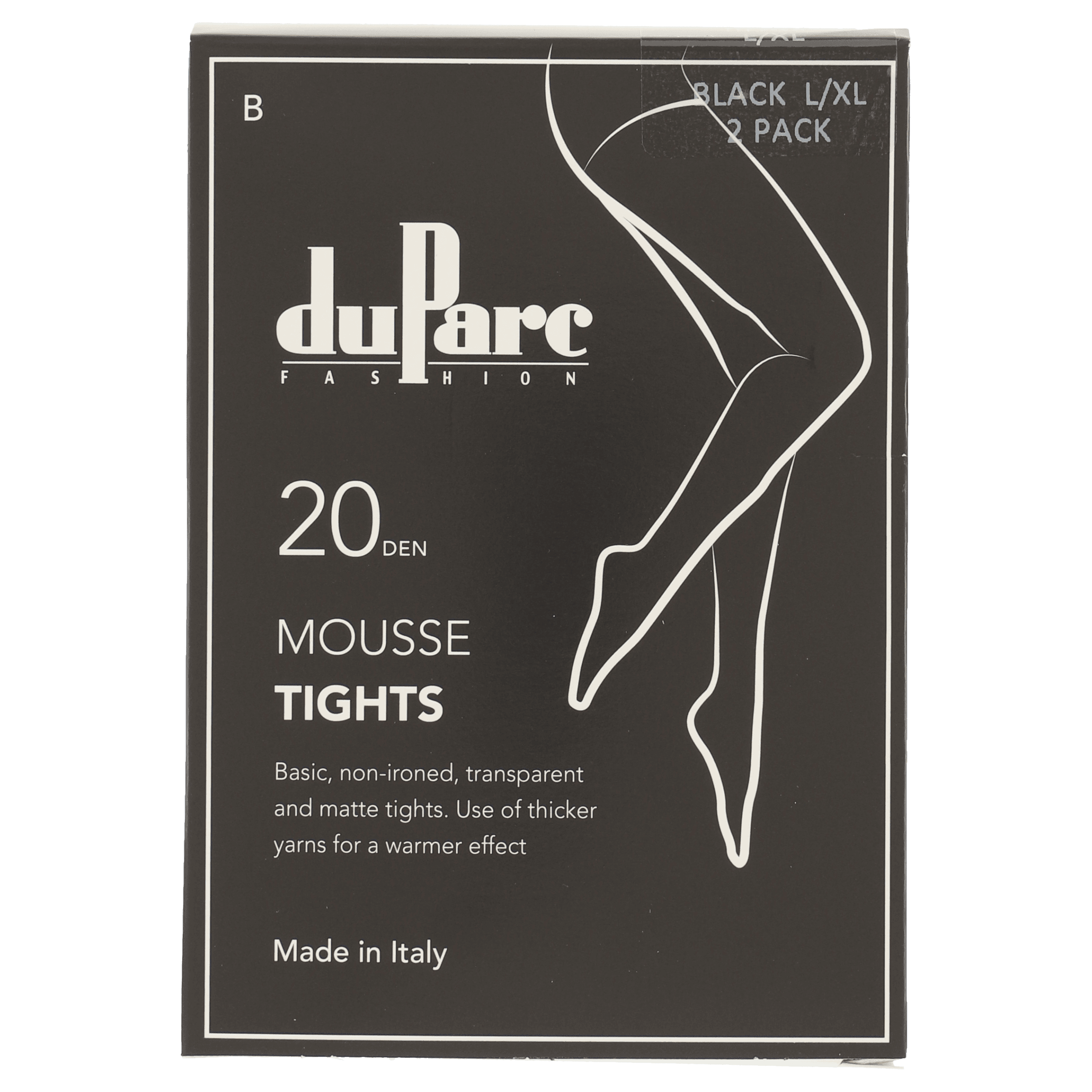 DuParc BASIC panty Mousse 20D zwart LXL /2p
