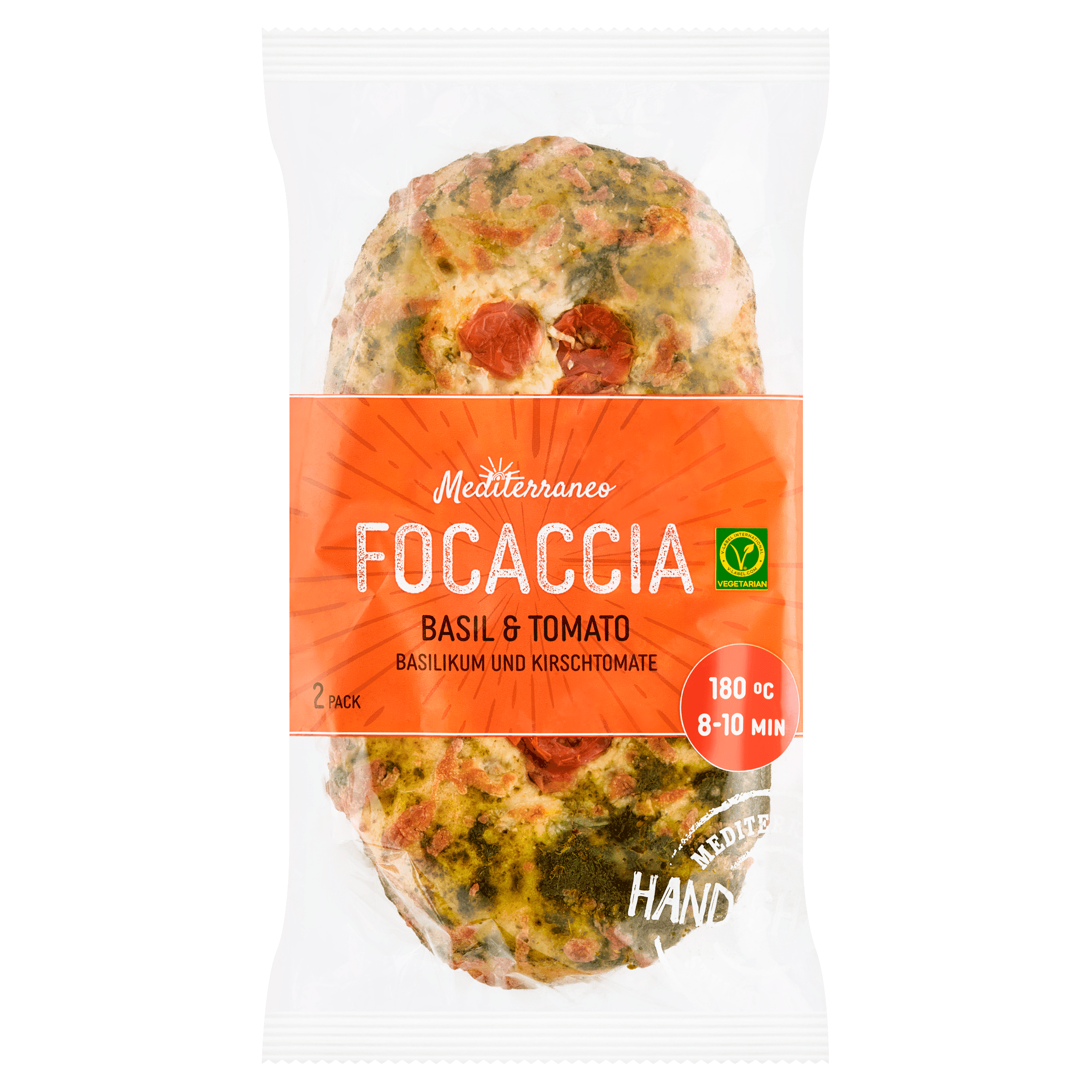 Mediterraneo Focaccia basilicum, kaas & tomaat