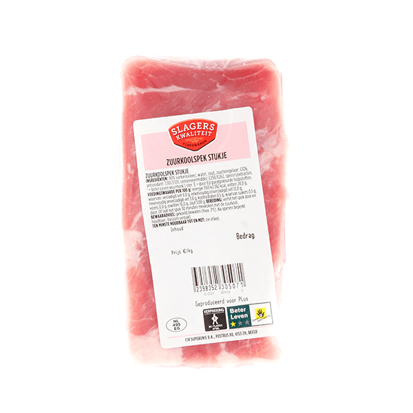 Slagers kwaliteit Vac. zuurkoolspek stukje