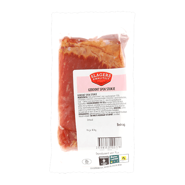 Slagers kwaliteit Vac. gerookt spek stukje