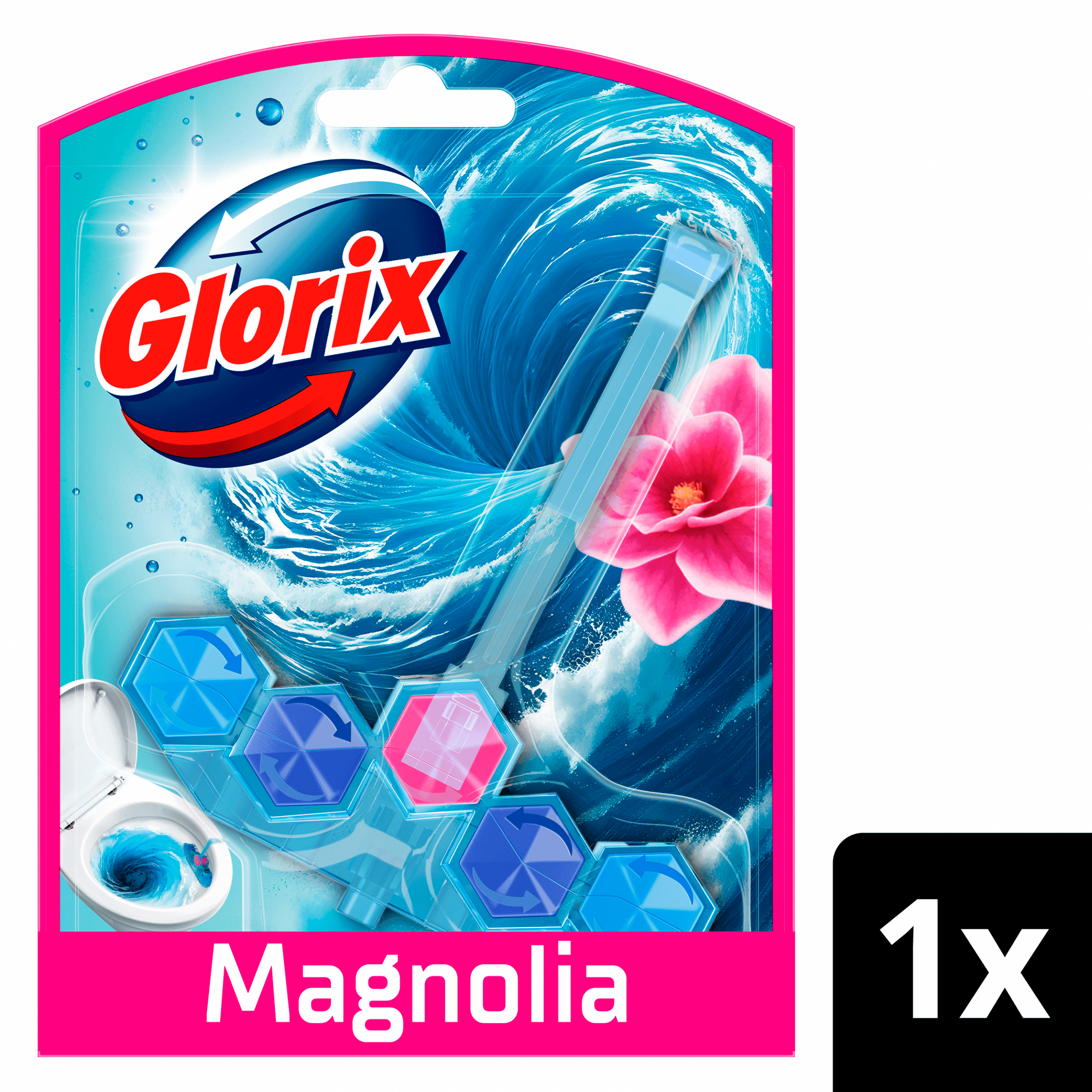 Glorix Toiletblok Blauw water Pink magnolia