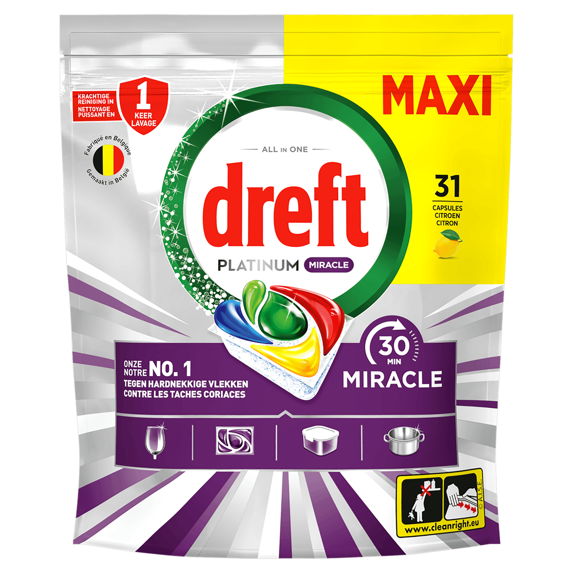 Dreft Miracle vaatwascapsules lemon