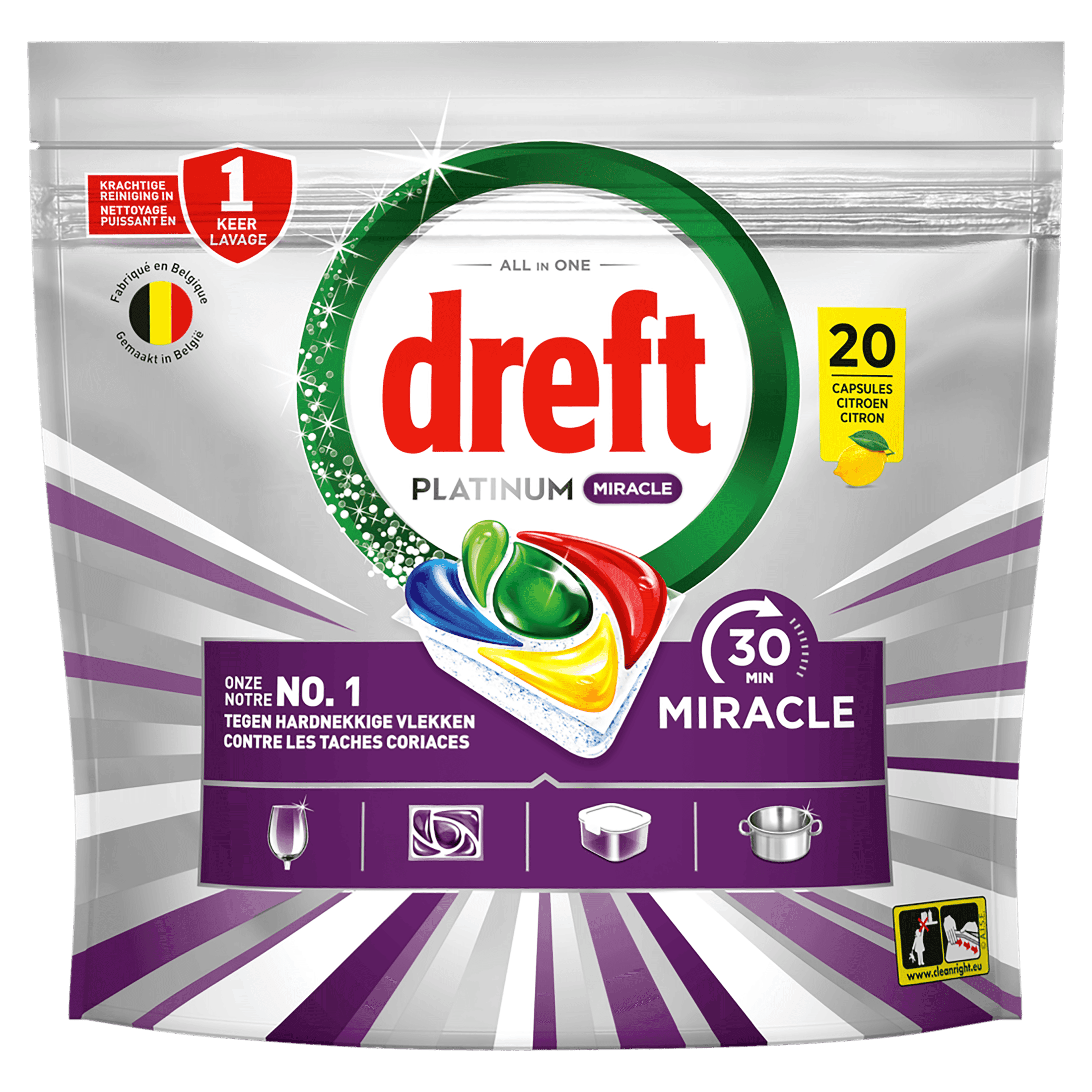 Dreft Miracle vaatwascapsules lemon
