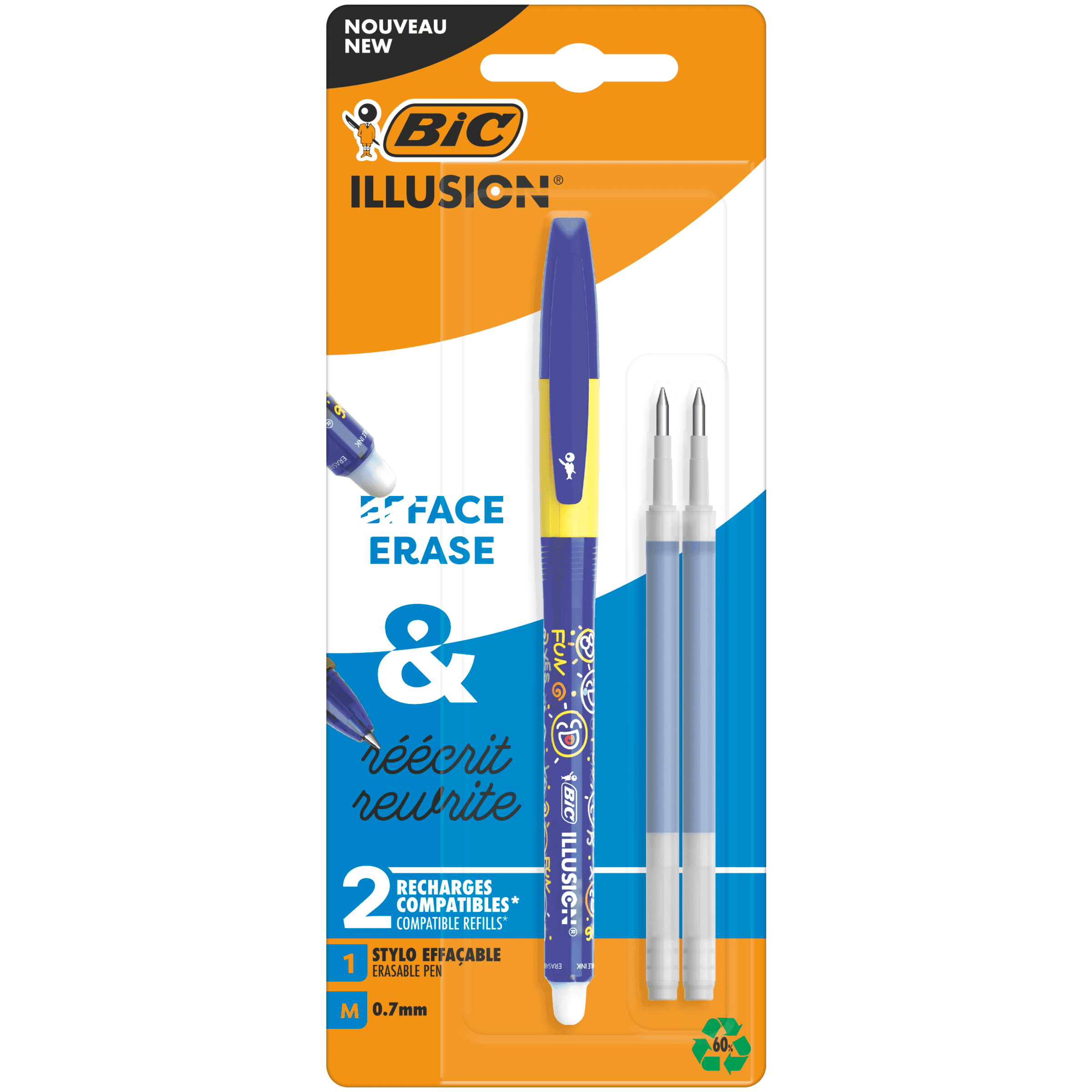 Bic Illusion Gel Pen blauw + 2 vullingen