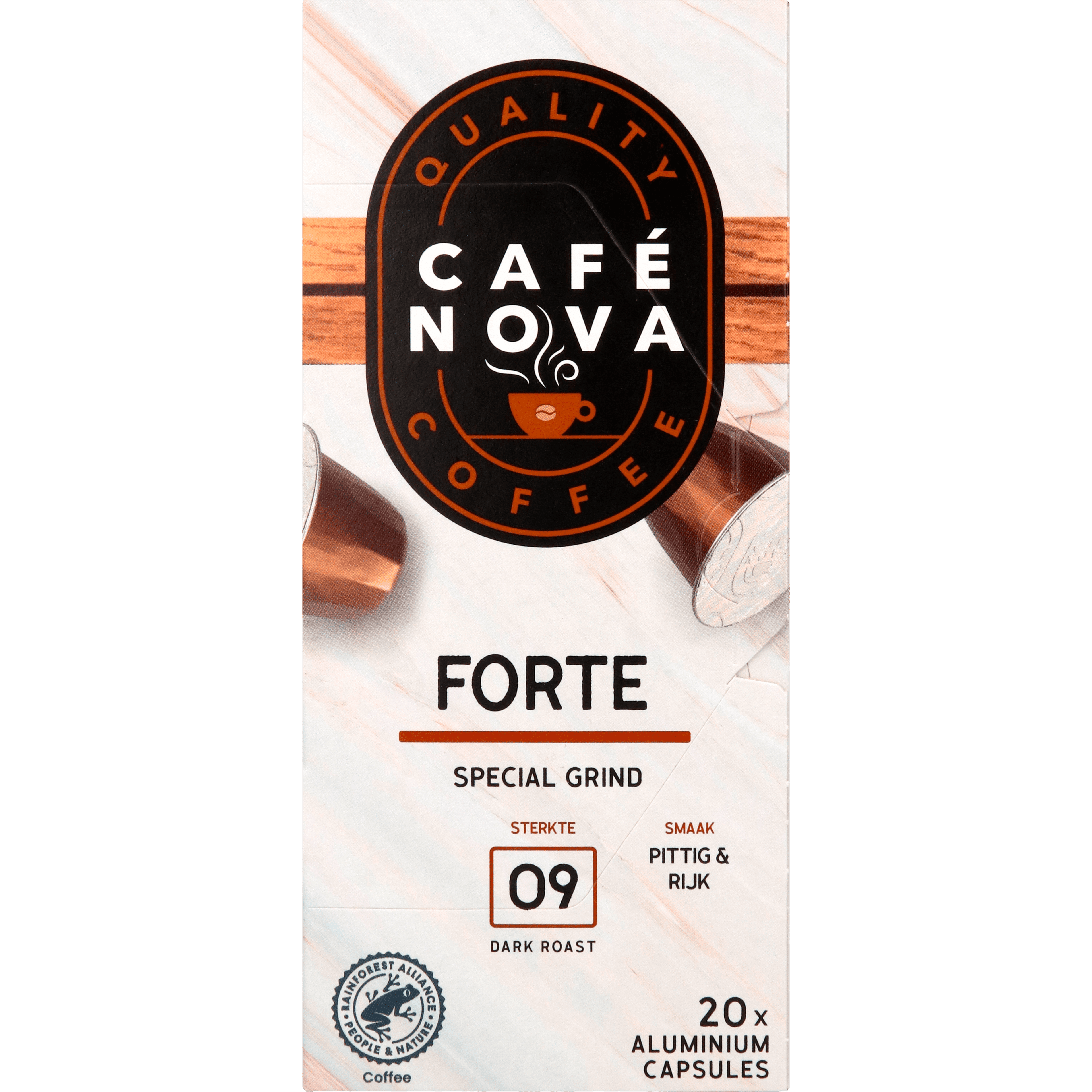 Café Nova Koffiecups espresso forte sterkte 9