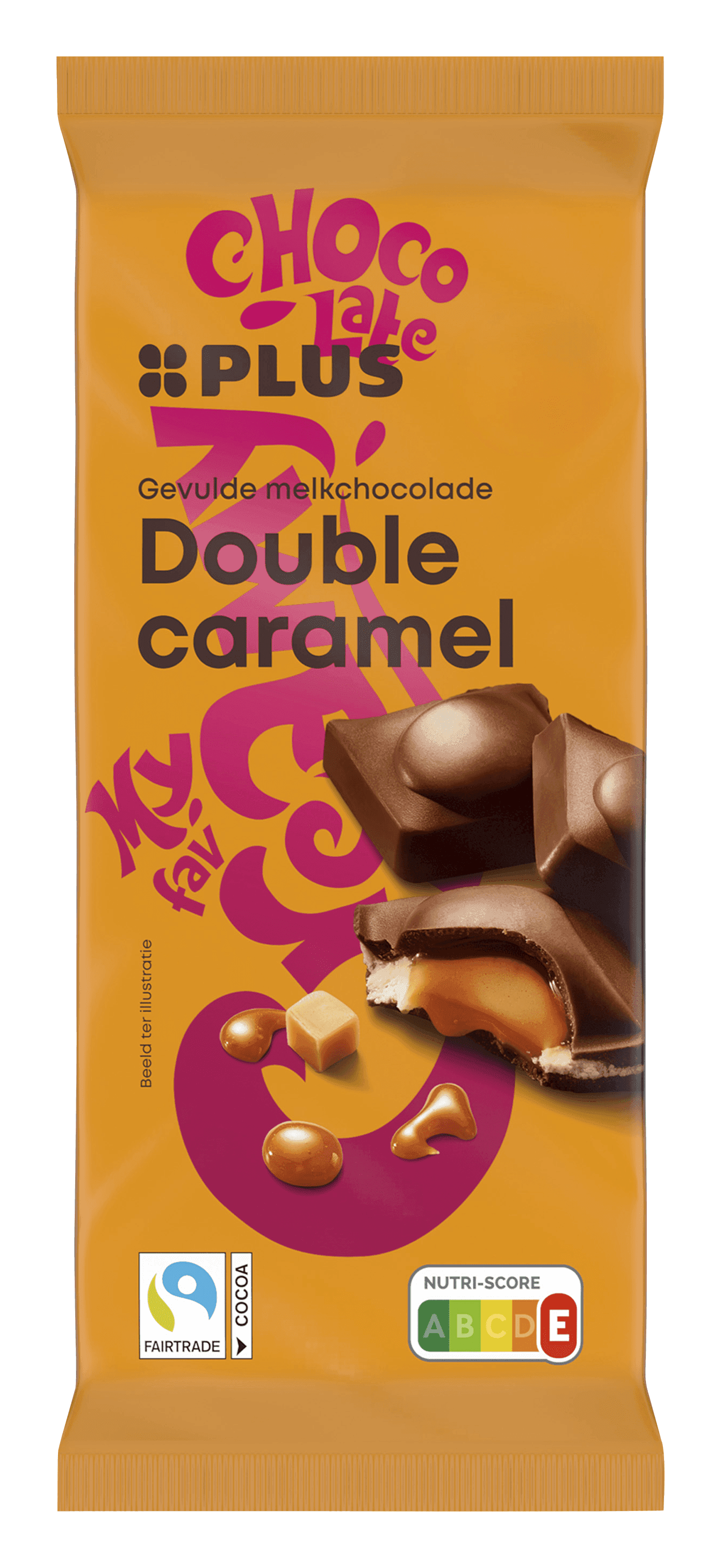 PLUS Gevulde chocoladereep double karamel