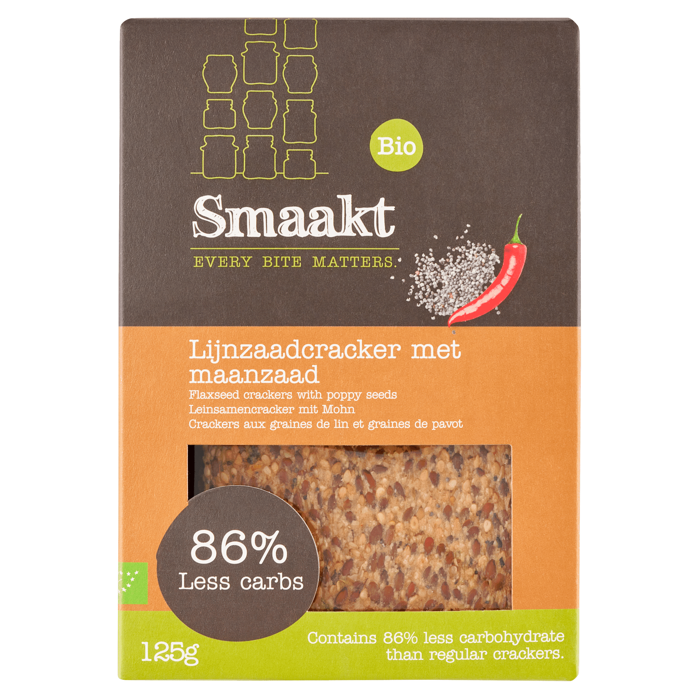 Smaakt Lijnzaadcrackers less carb biologisch