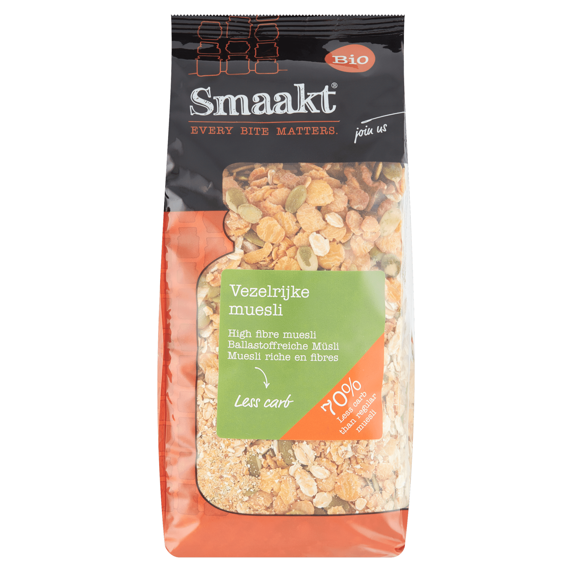 Smaakt Muesli less carb biologisch
