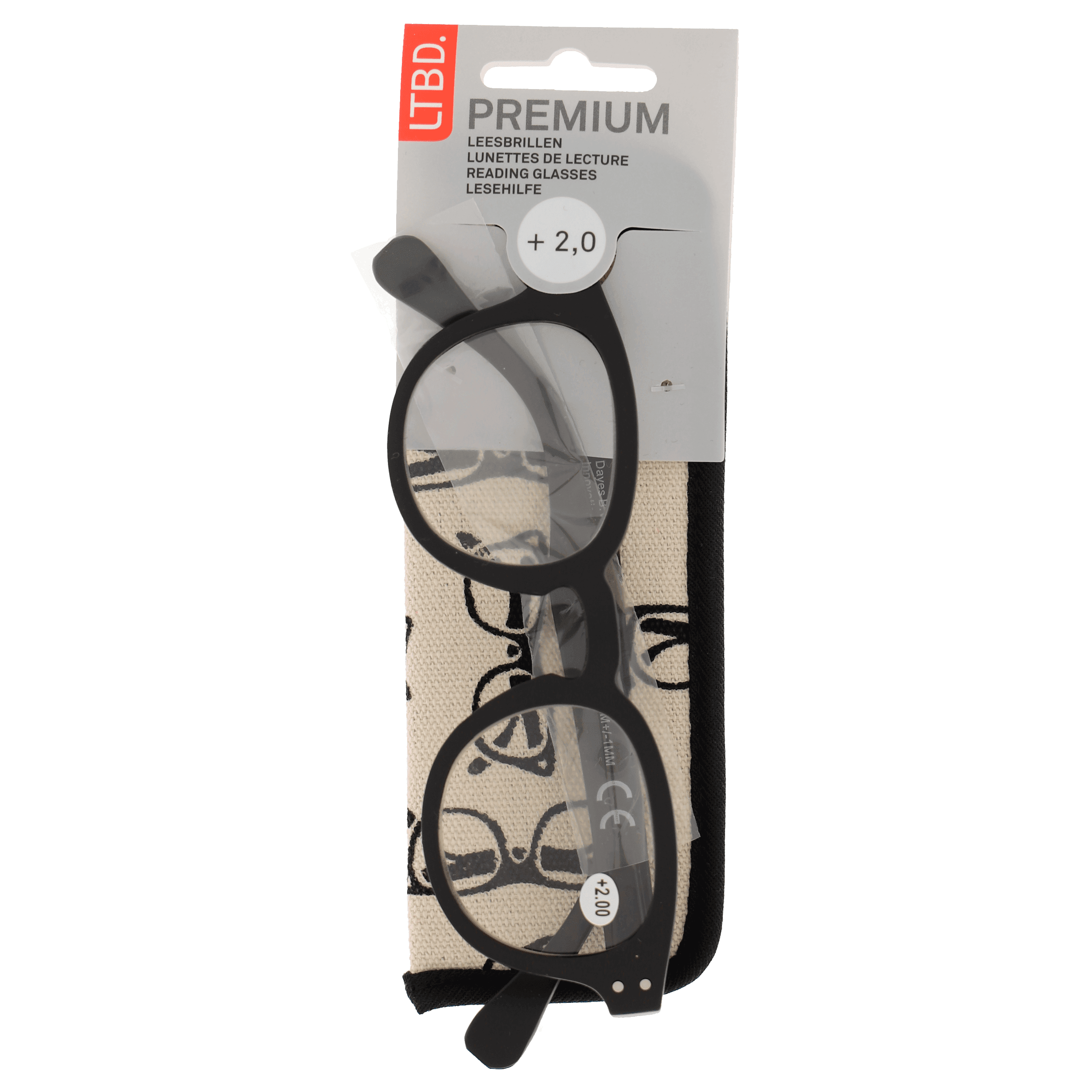LTBD Premium leesbril zwart etui +2