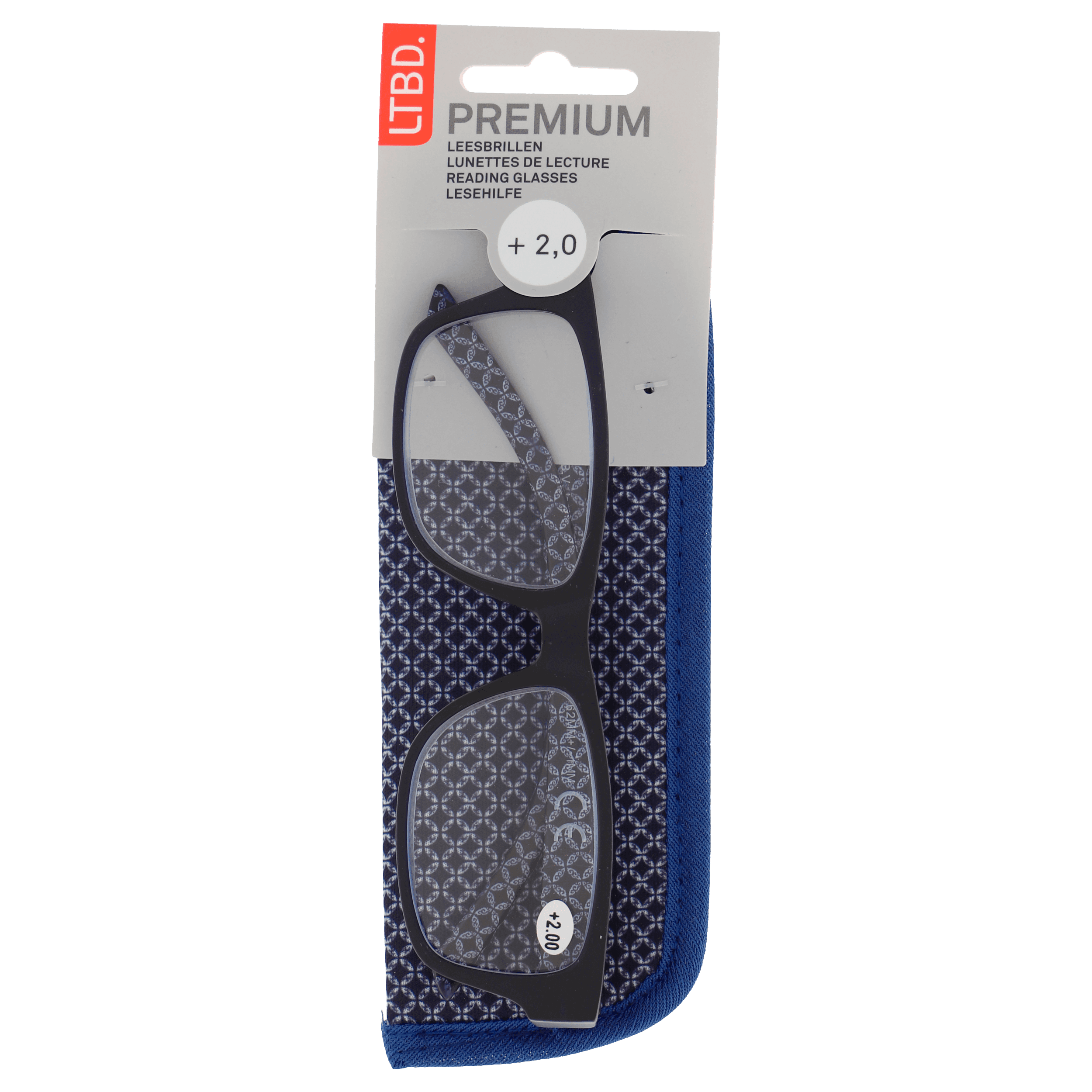 LTBD Premium leesbril blauw etui +2