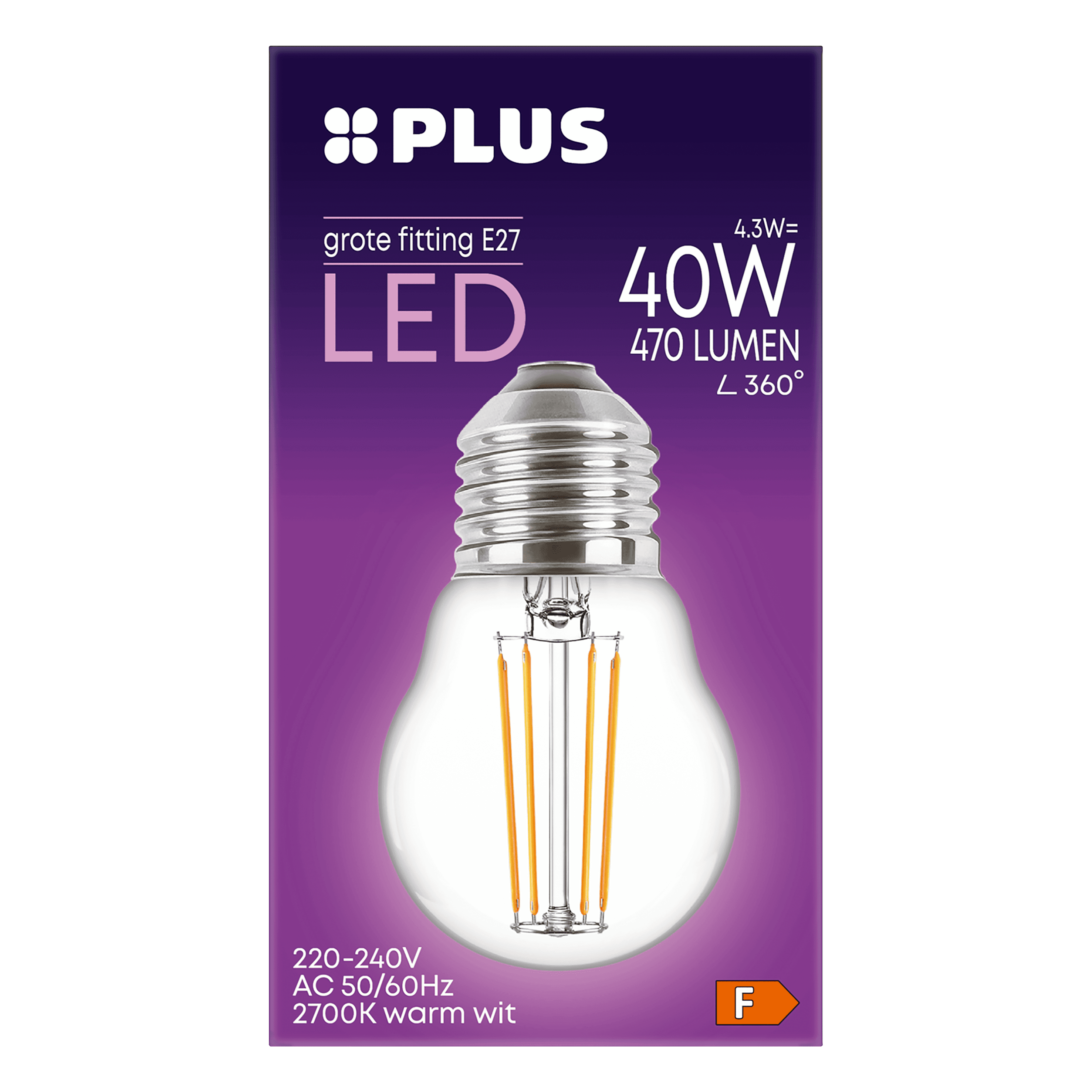 PLUS Lamp LED 40W Kogel grote fit helder