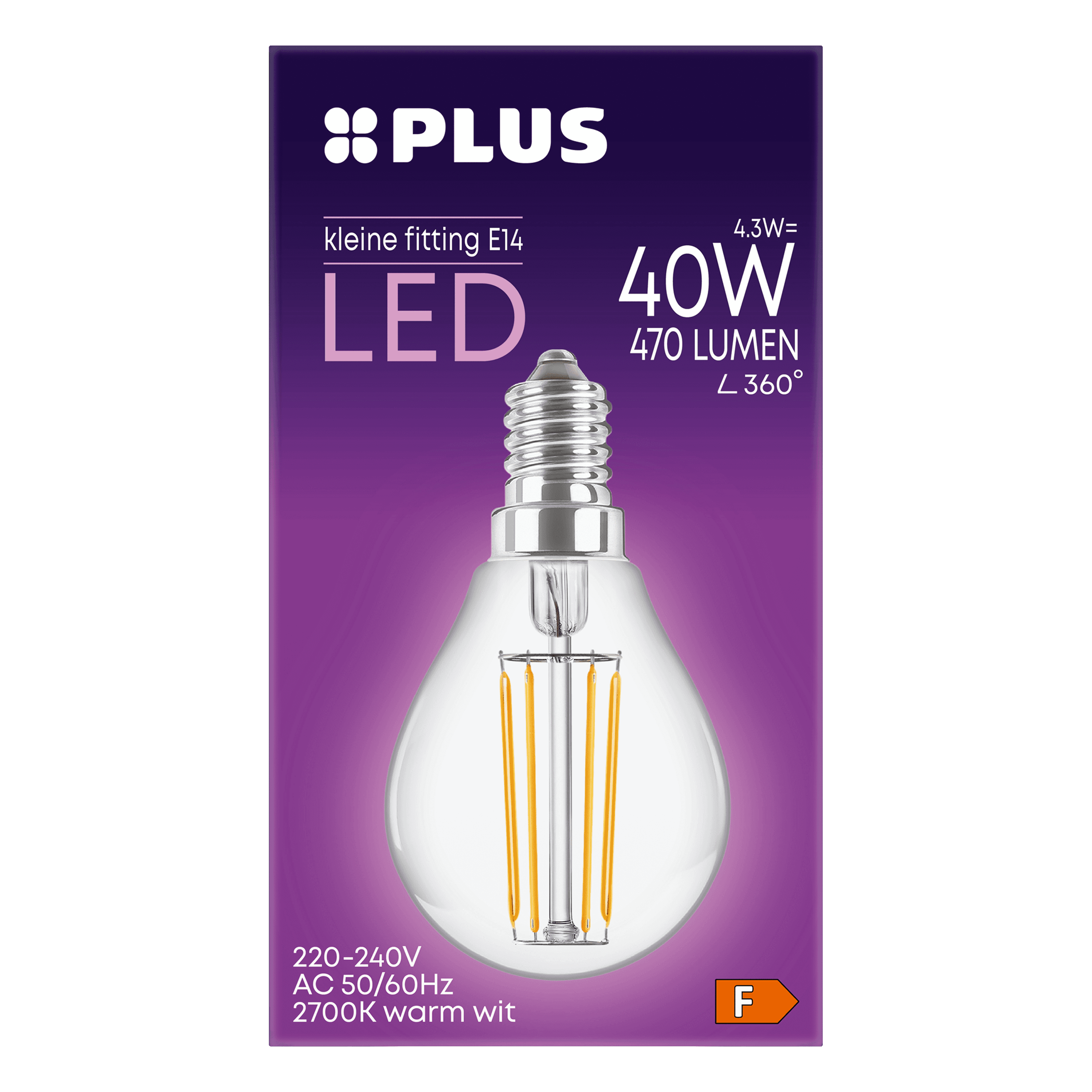PLUS Lamp LED 40W Kogel kleine fit helder